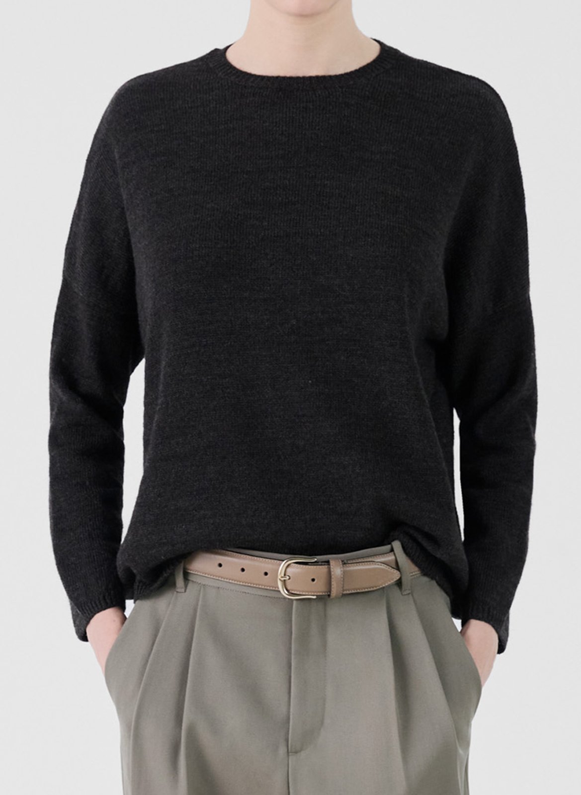 Pull col rond en laine mélangée MASSCOB Noir