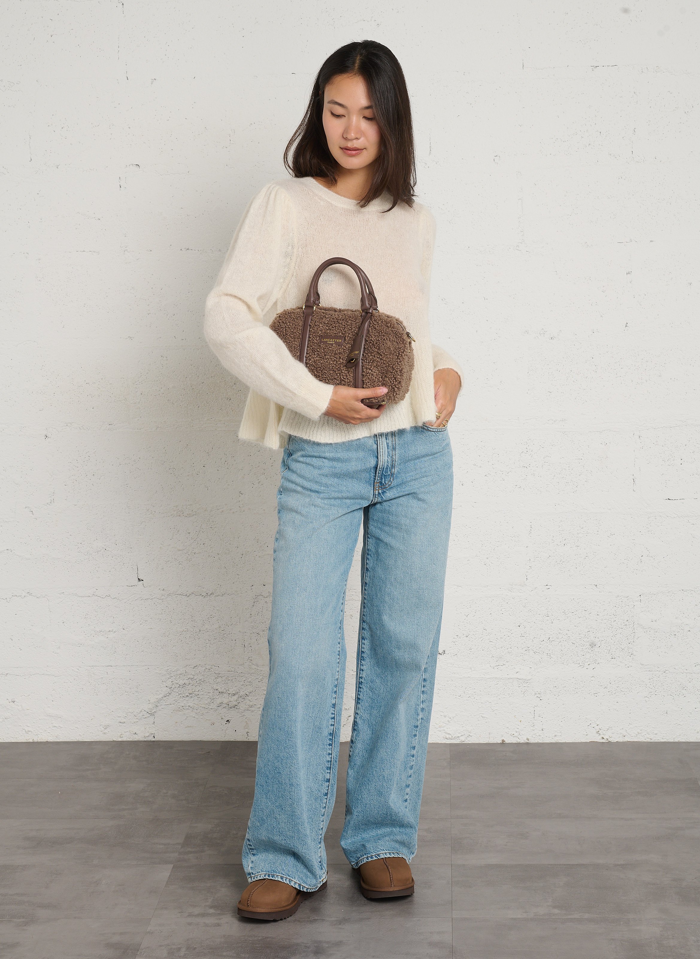 Fake fur shoulder bag LANCASTER PARIS Brown