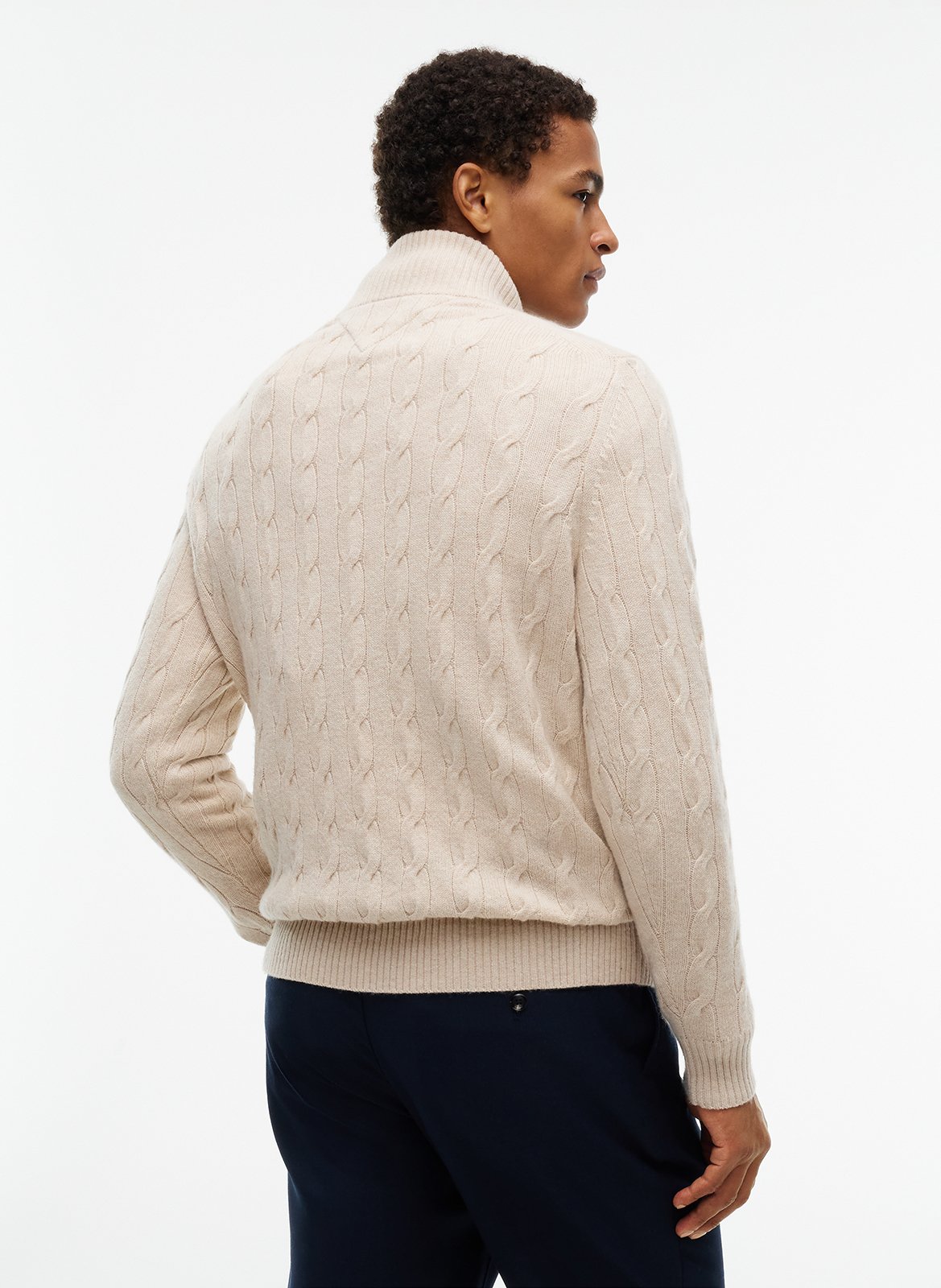 Pull col montant tressé en laine TOMMY HILFIGER Beige
