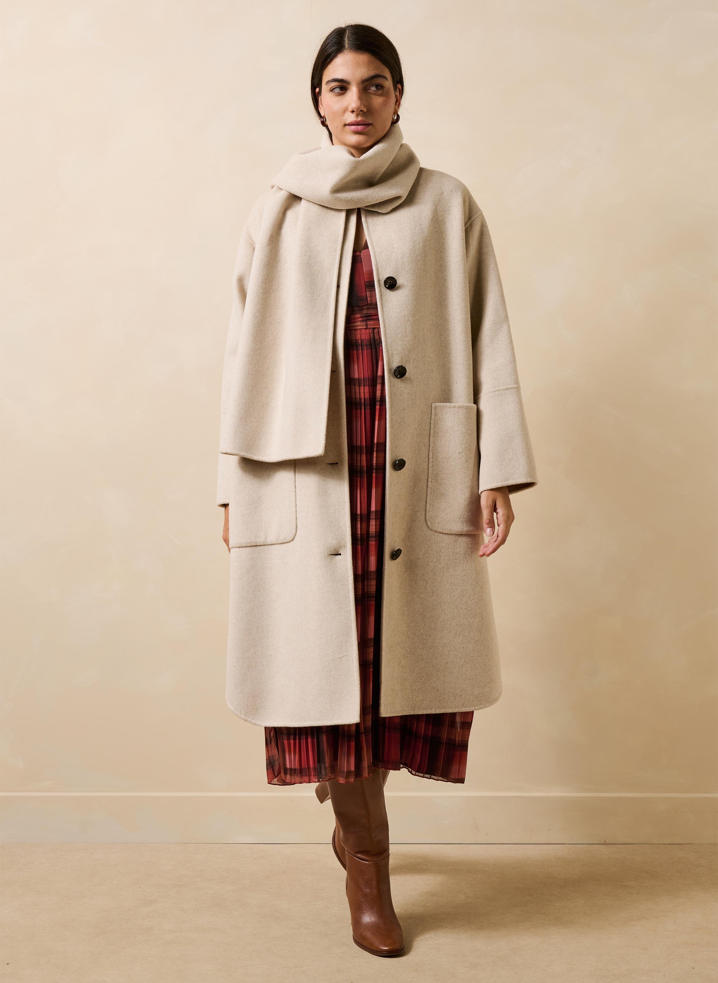 Manteau oversize en laine recyclée mélangée LA FEE MARABOUTEE Blanc