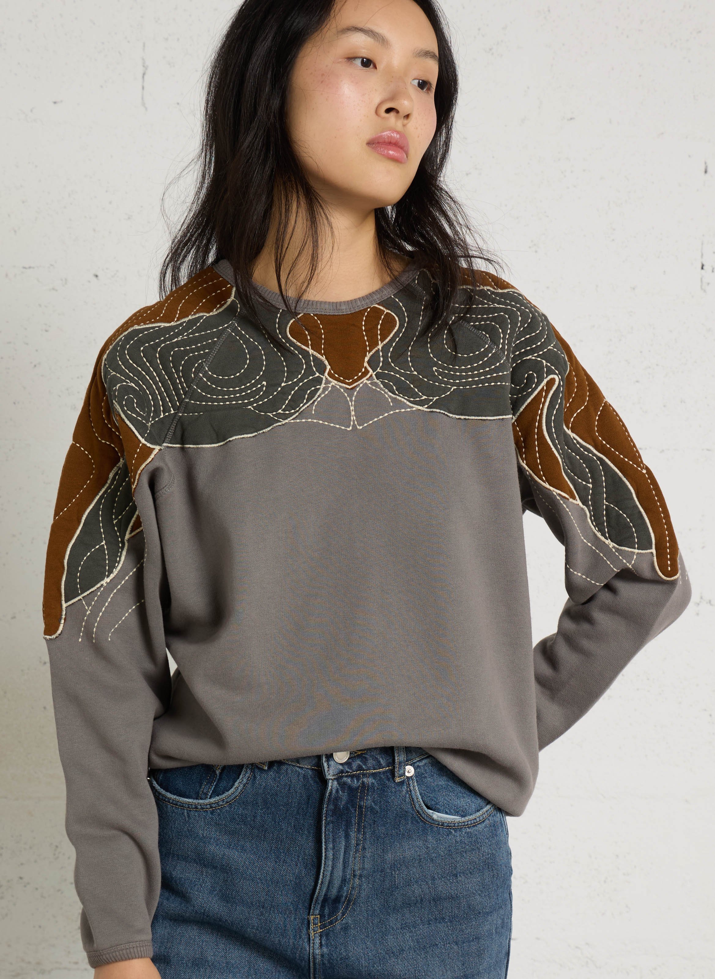 Sweat oversize en coton bio mélangé LEON & HARPER Gris