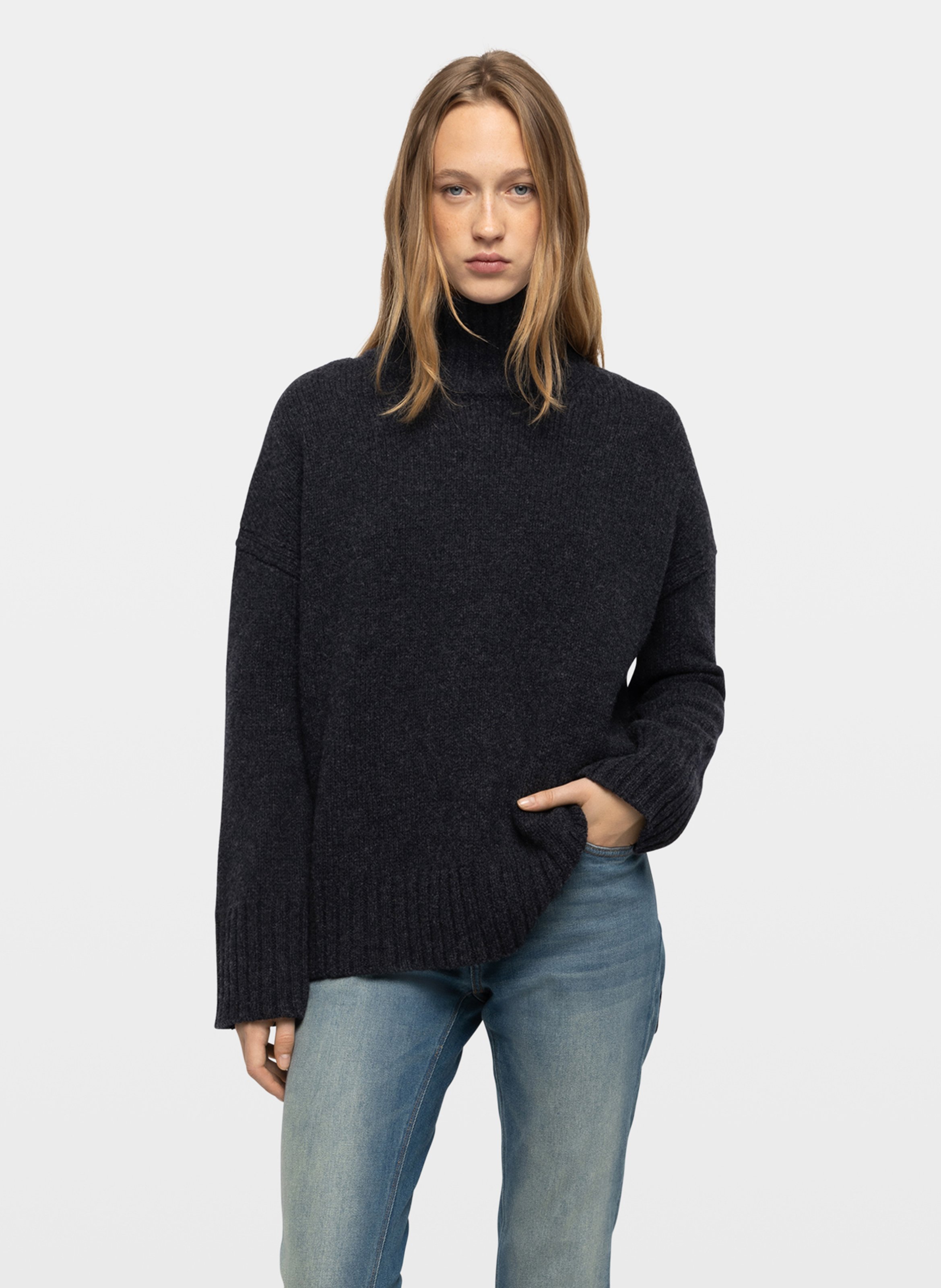 Weiter Pullover aus Wolle und Kaschmir mit Stehkragen ZADIG&VOLTAIRE