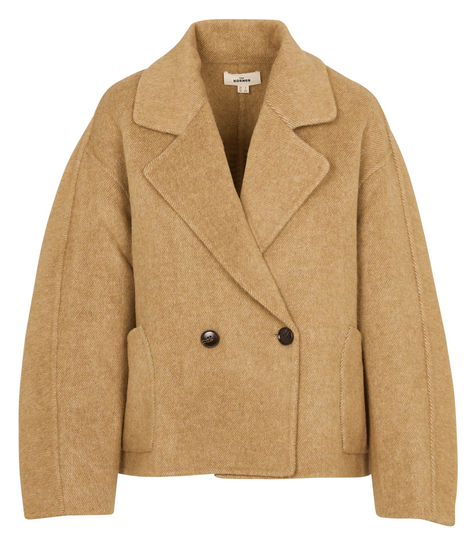 Effen oversized jas van wolmix THE KORNER Geel