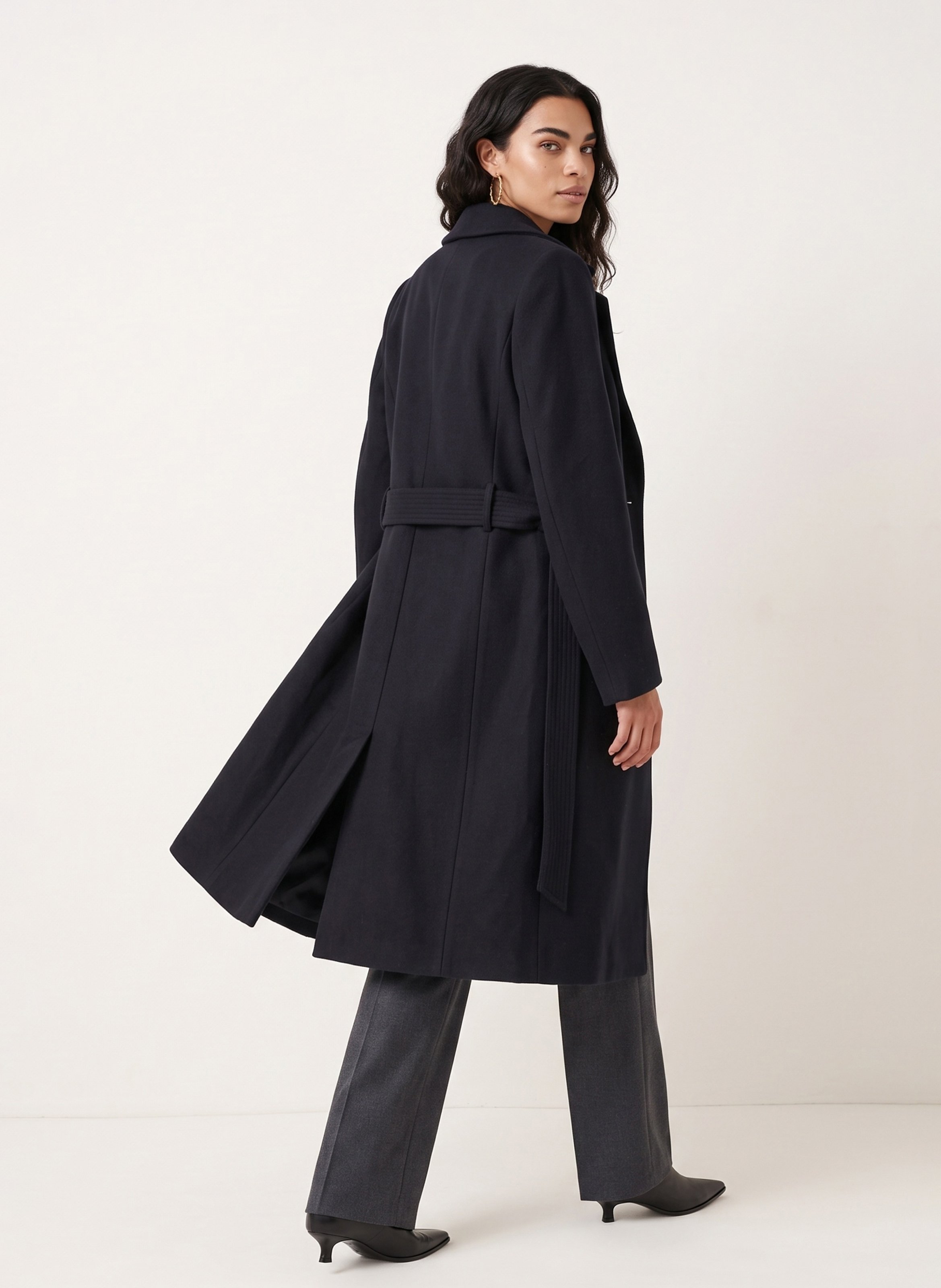 Straight belted coat in a wool blend KOOKAI Black