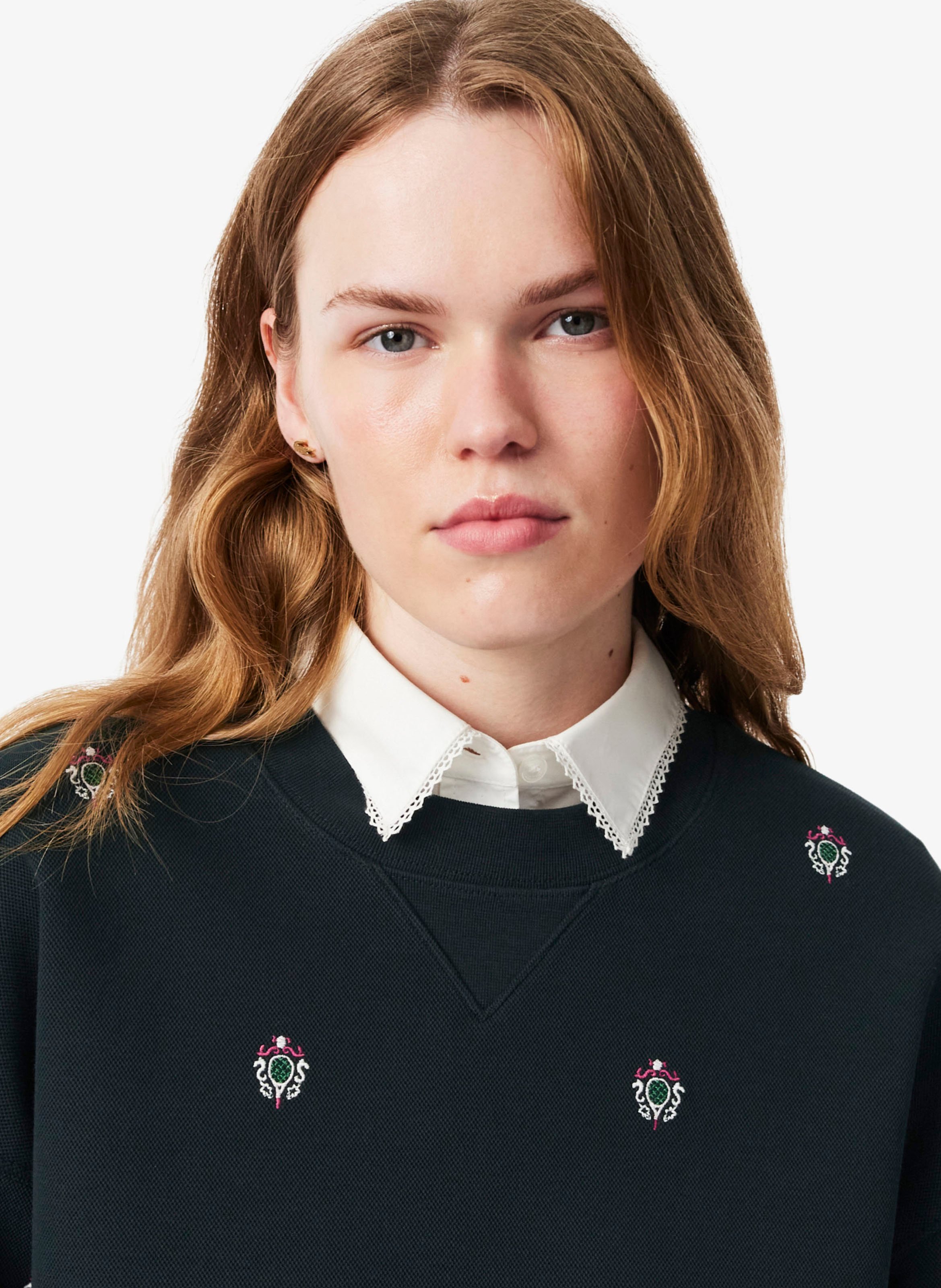 Rechte sweater van katoenmix met borduursel LACOSTE Groen