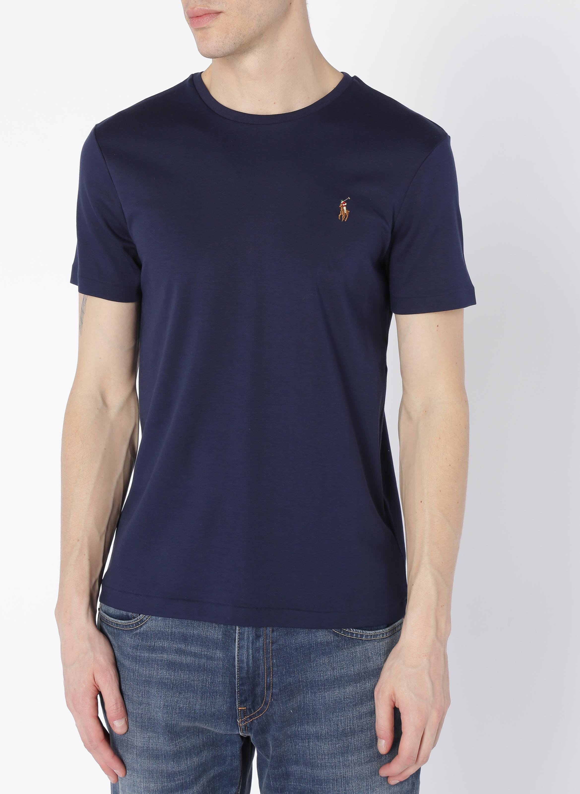 Tee-shirt col rond slim-fit en coton pima avec Pony Player POLO RALPH LAUREN