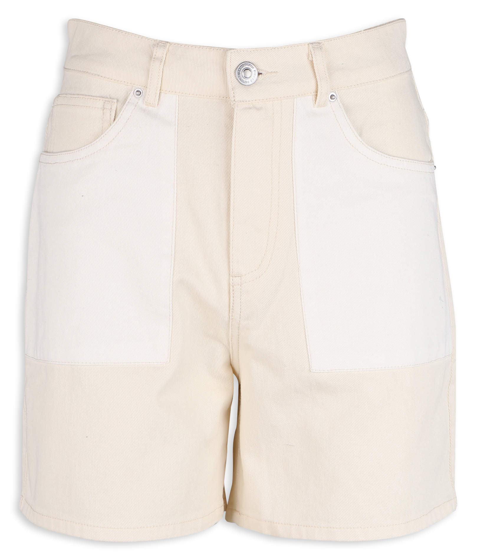 High-waisted denim shorts PIECES Grey