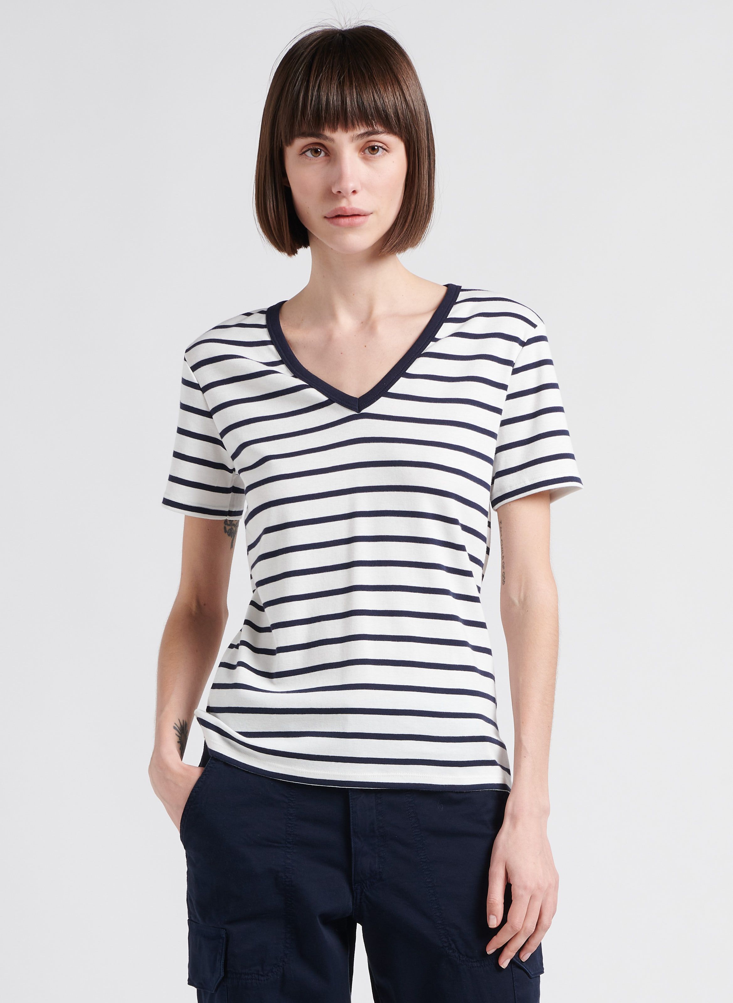 Tee shirt petit best sale bateau femme col rond