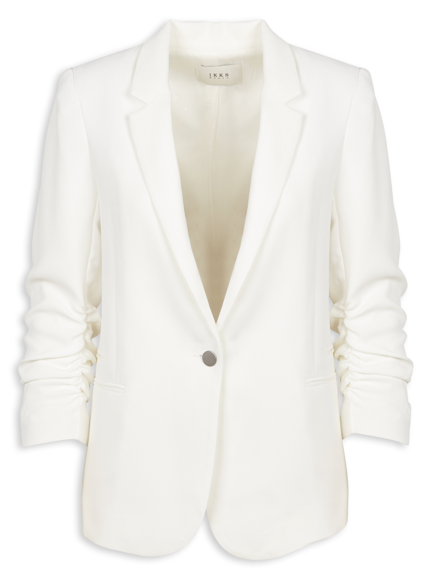 Veste droite col tailleur en crêpe IKKS Blanc
