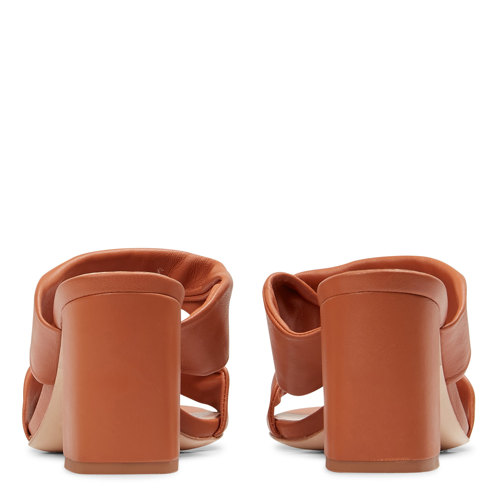 Mules à brides pliées et talon haut en cuir MI/MAI Marron