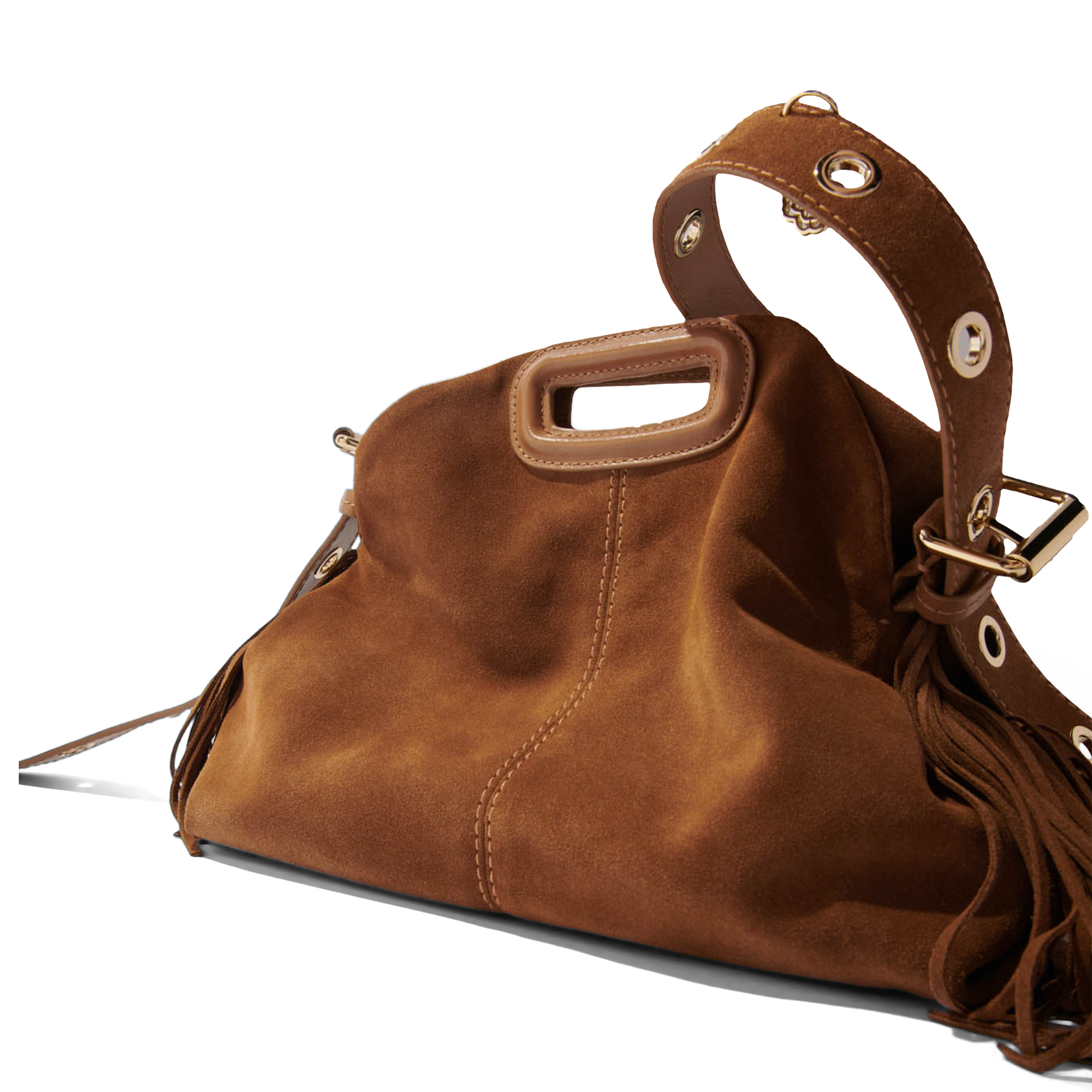 Sac porté épaule en cuir MAJE Marron