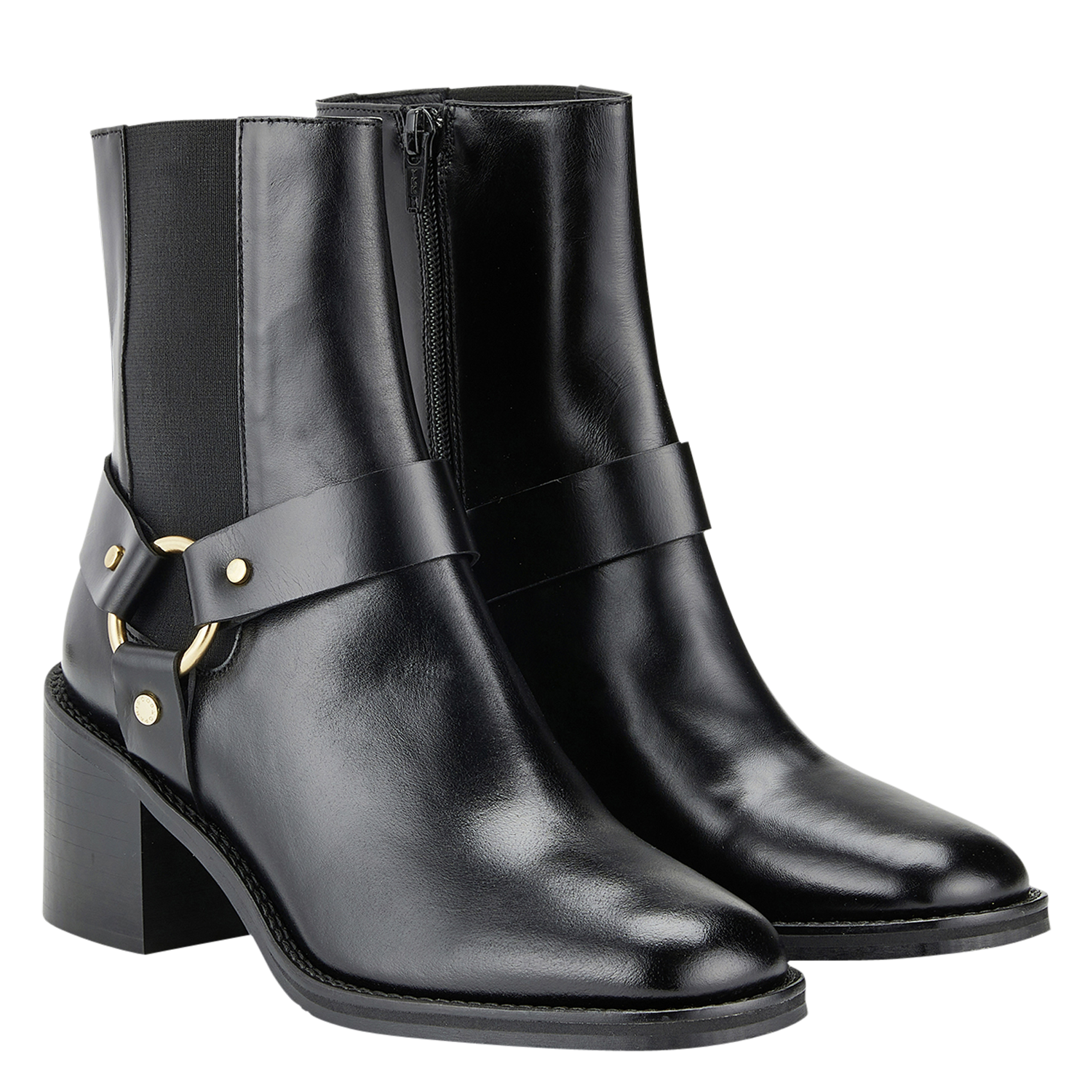 Bianca leather ankle boots COSMOPARIS Black