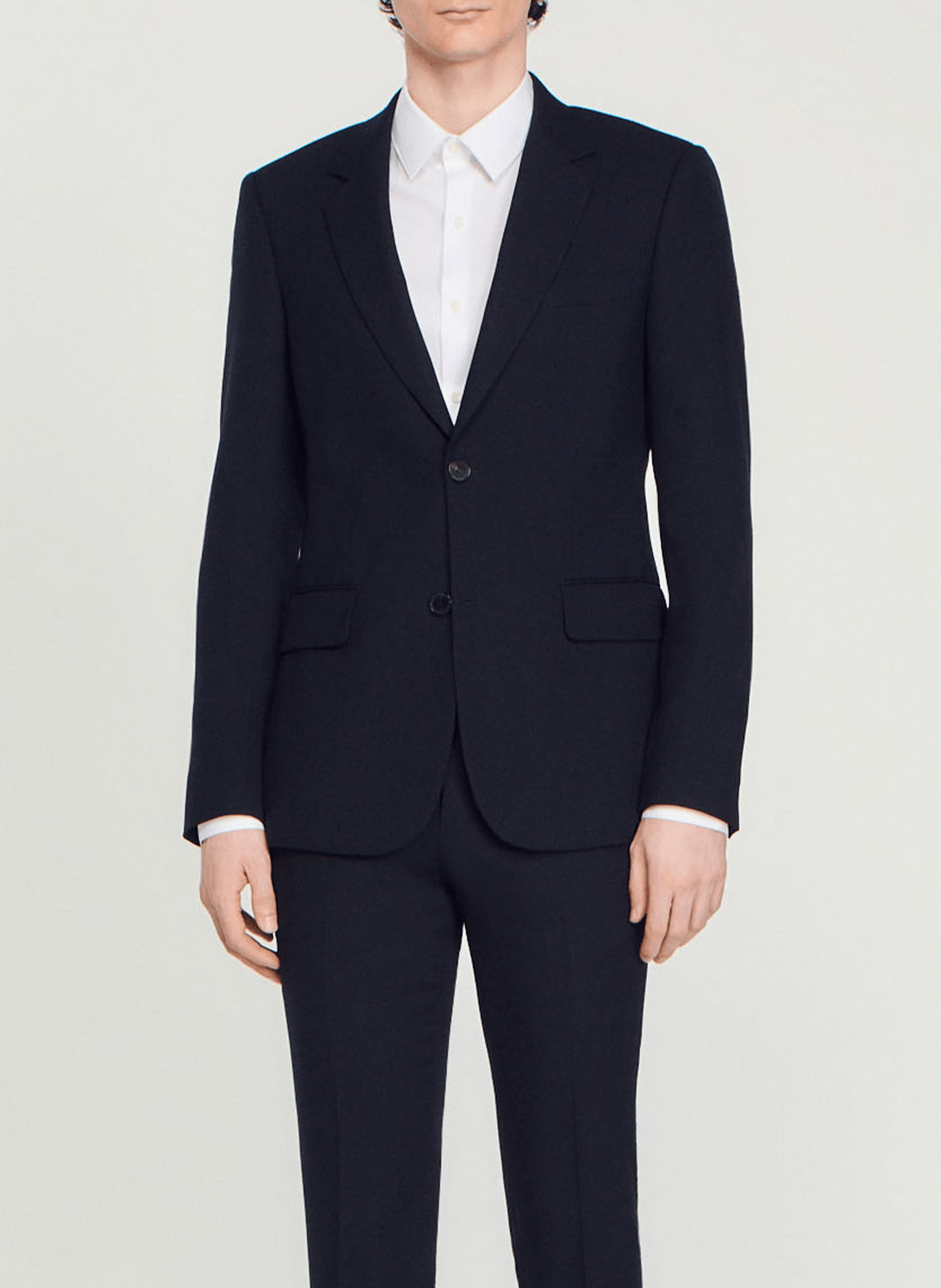 Veste col tailleur en laine SANDRO Bleu