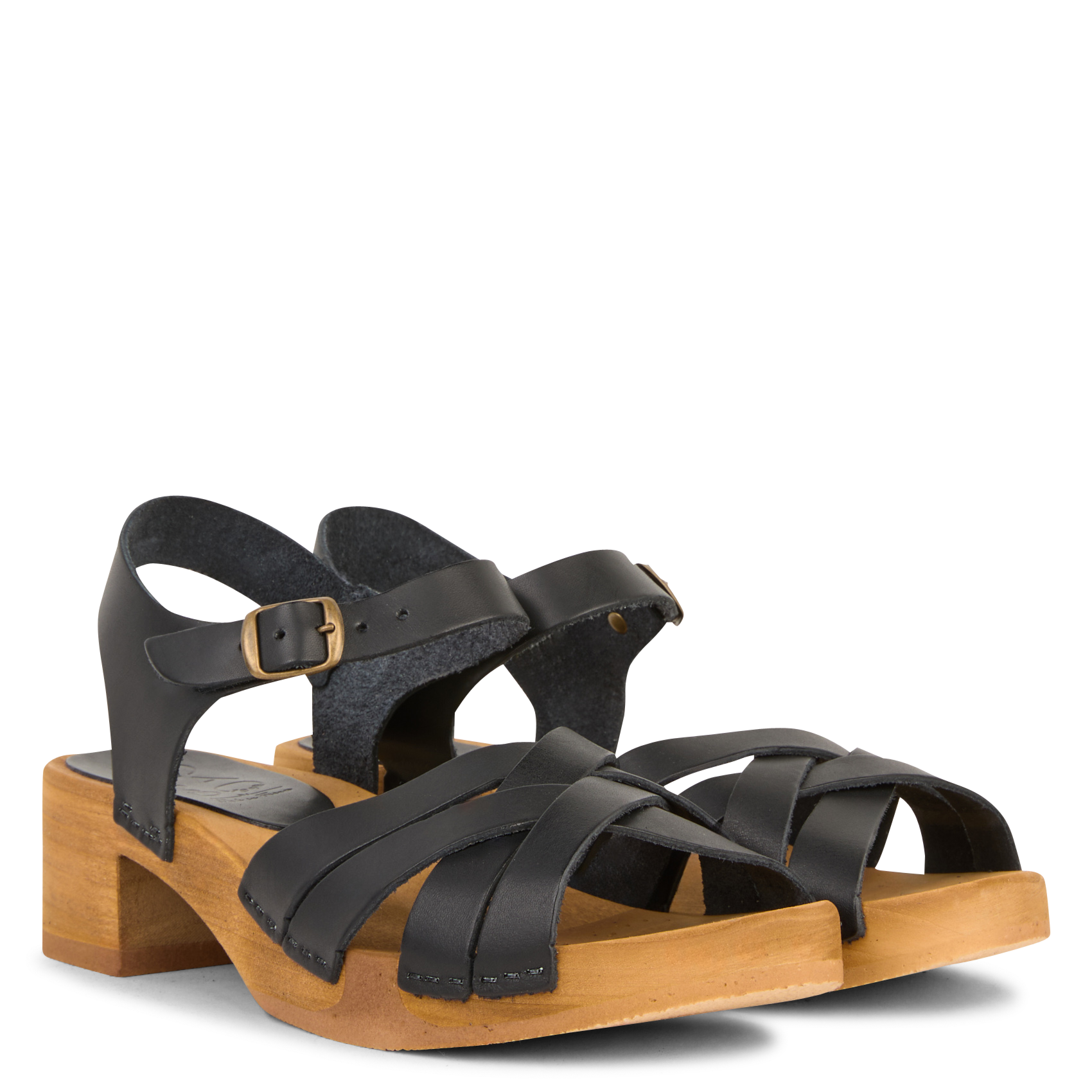 Sandalettes met hak en leer BOSABO Zwart