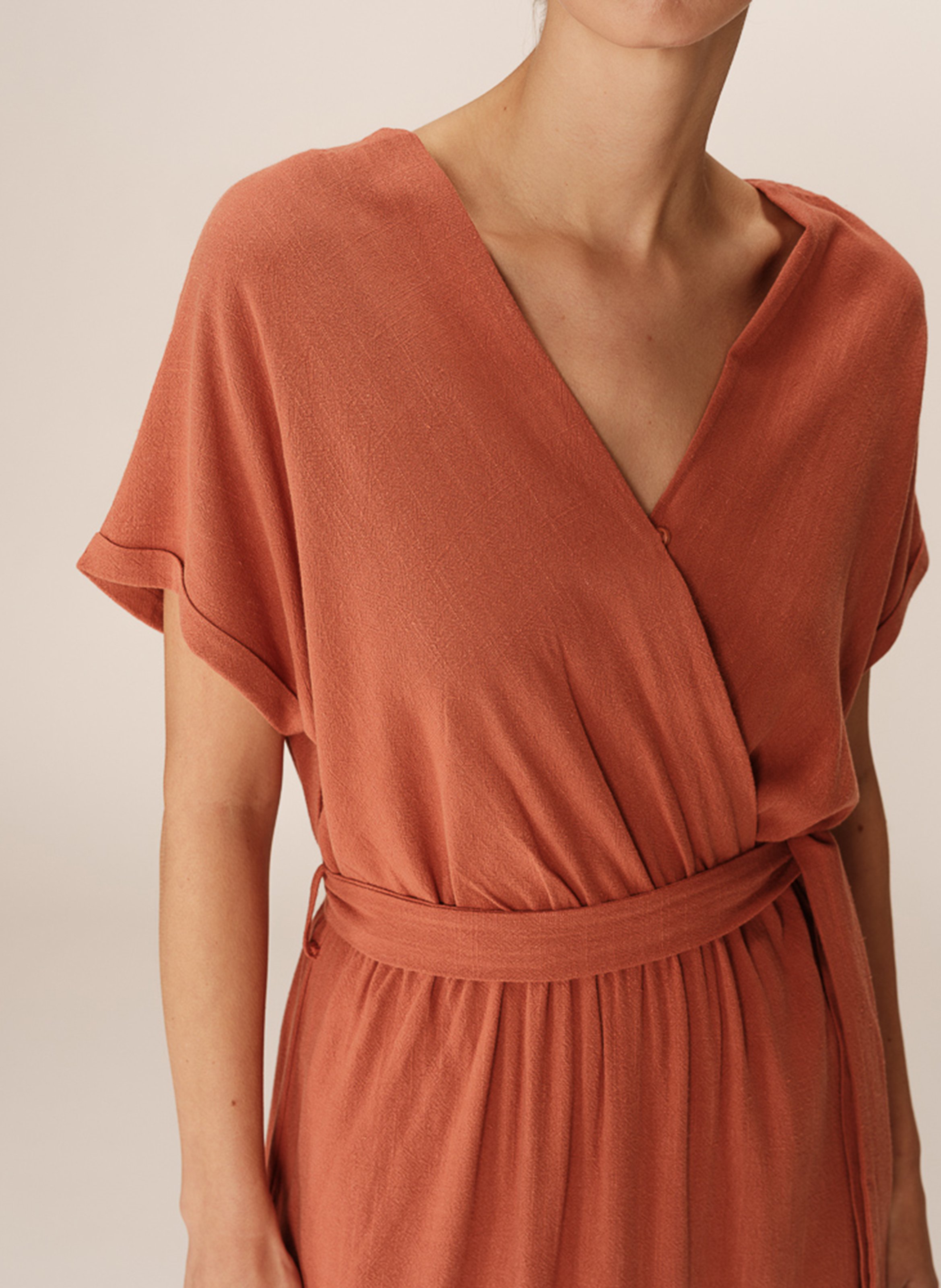 Long V-neck dress GRACE ET MILA Brown