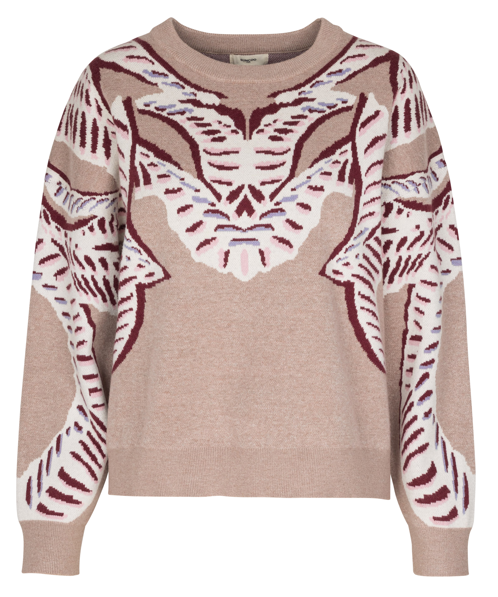 Pull droit col rond en jacquard SUNCOO Marron