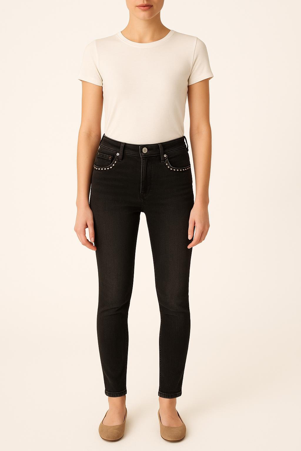 Cropped slim jeans with studs LEVI'S - Seconde main Black