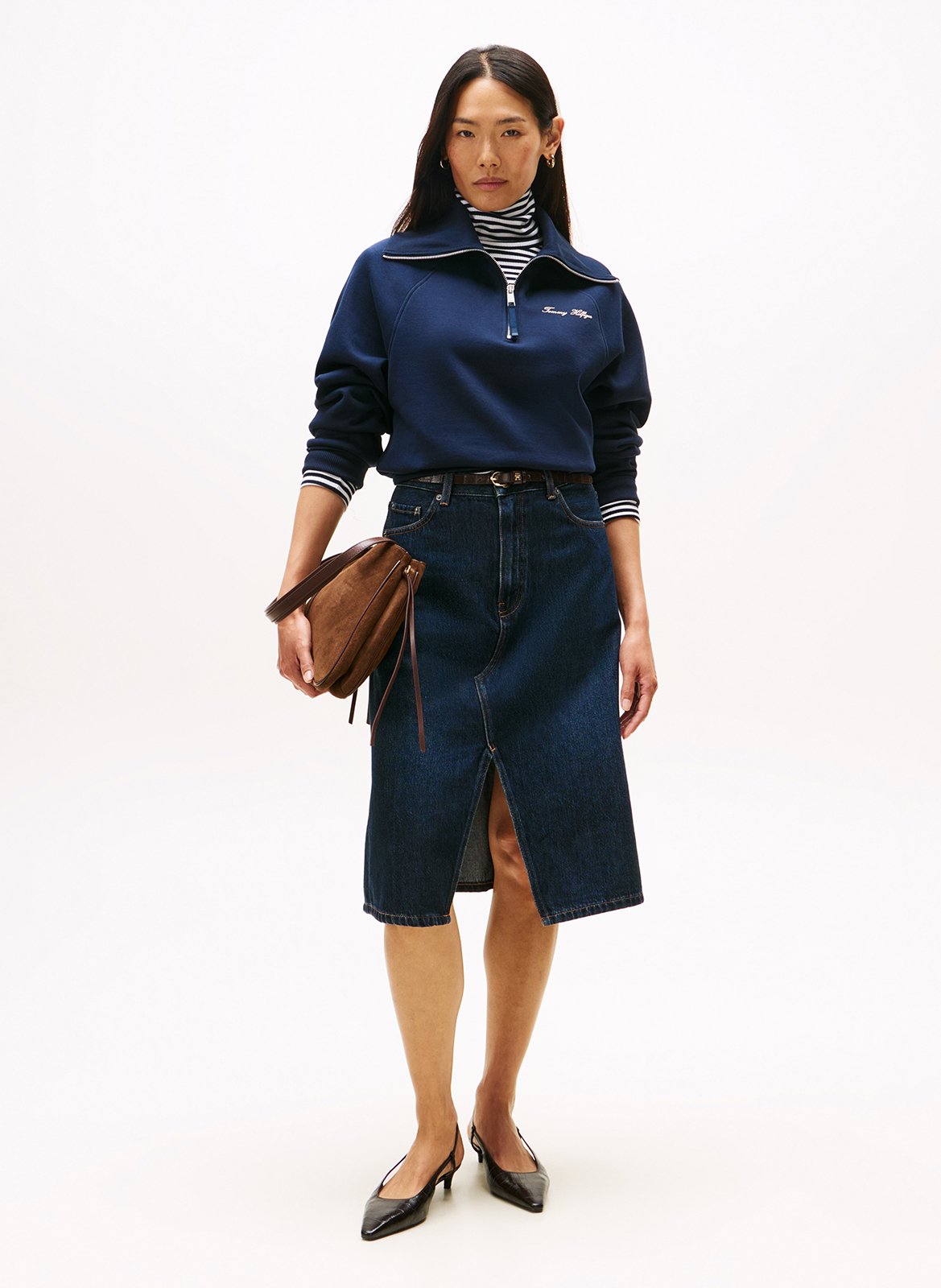 Sweat droit en coton mélangé TOMMY HILFIGER Bleu