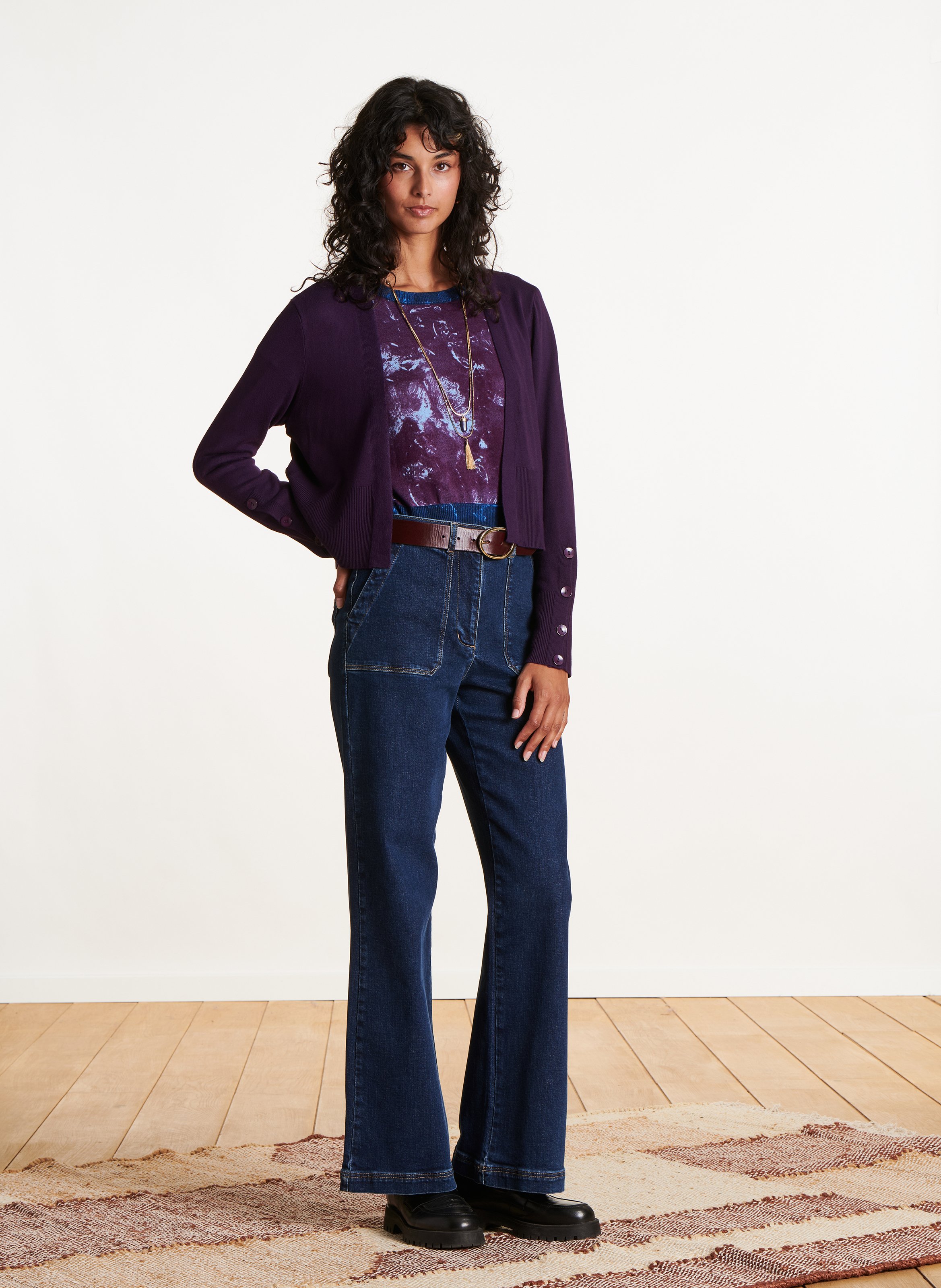 Korte rechte dunne vest LA FEE MARABOUTEE Violet