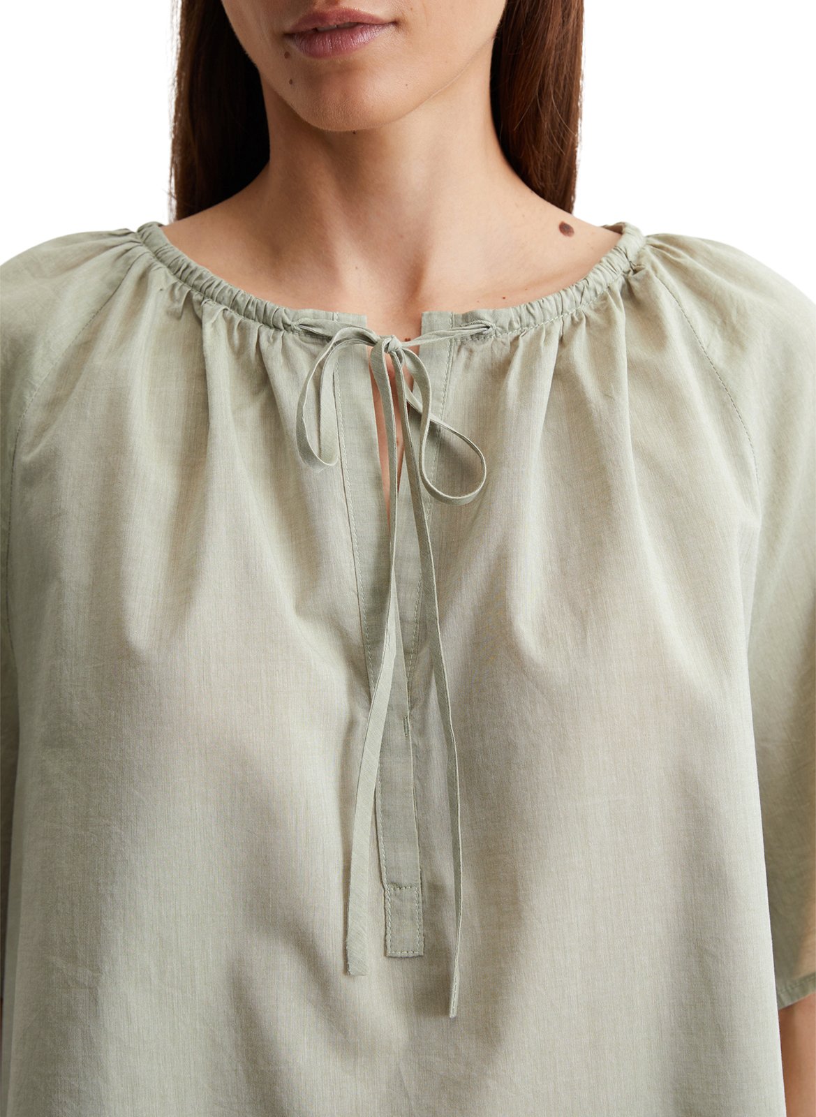 Blusa de algodón con cuello redondo MARC O'POLO Verde