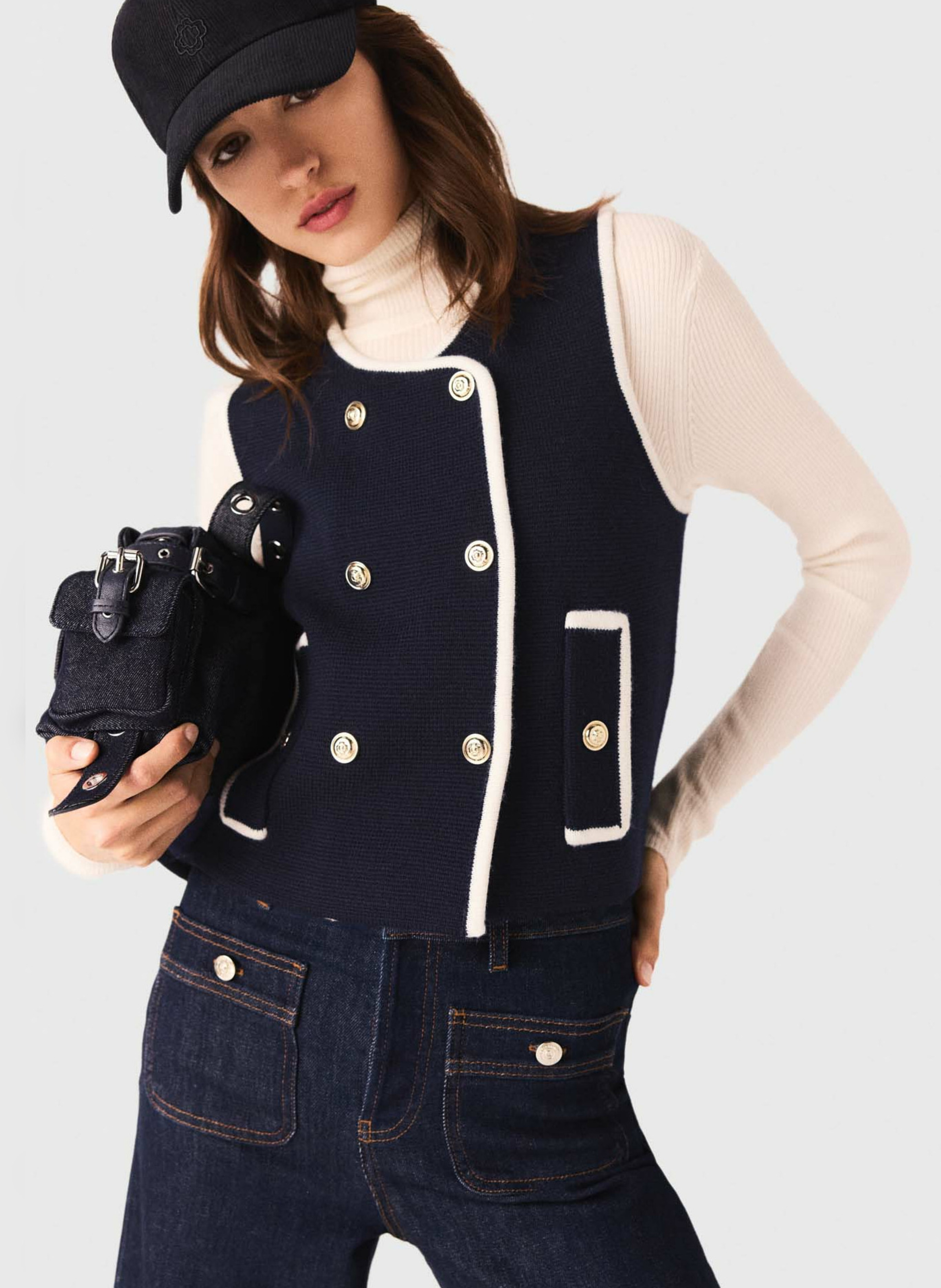 Pull col rond MAJE Bleu