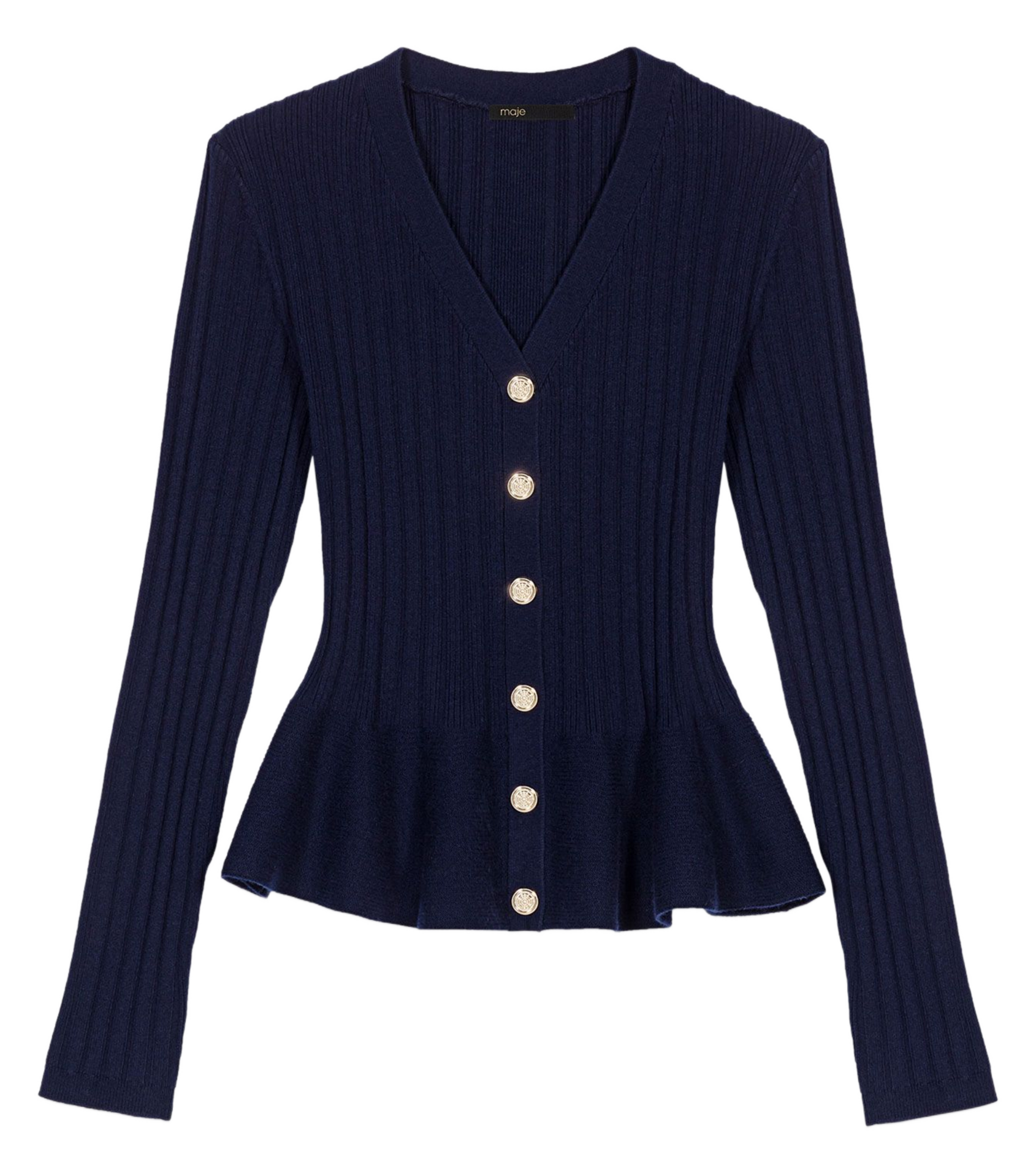 Fitted solid button-up cardigan MAJE Blue