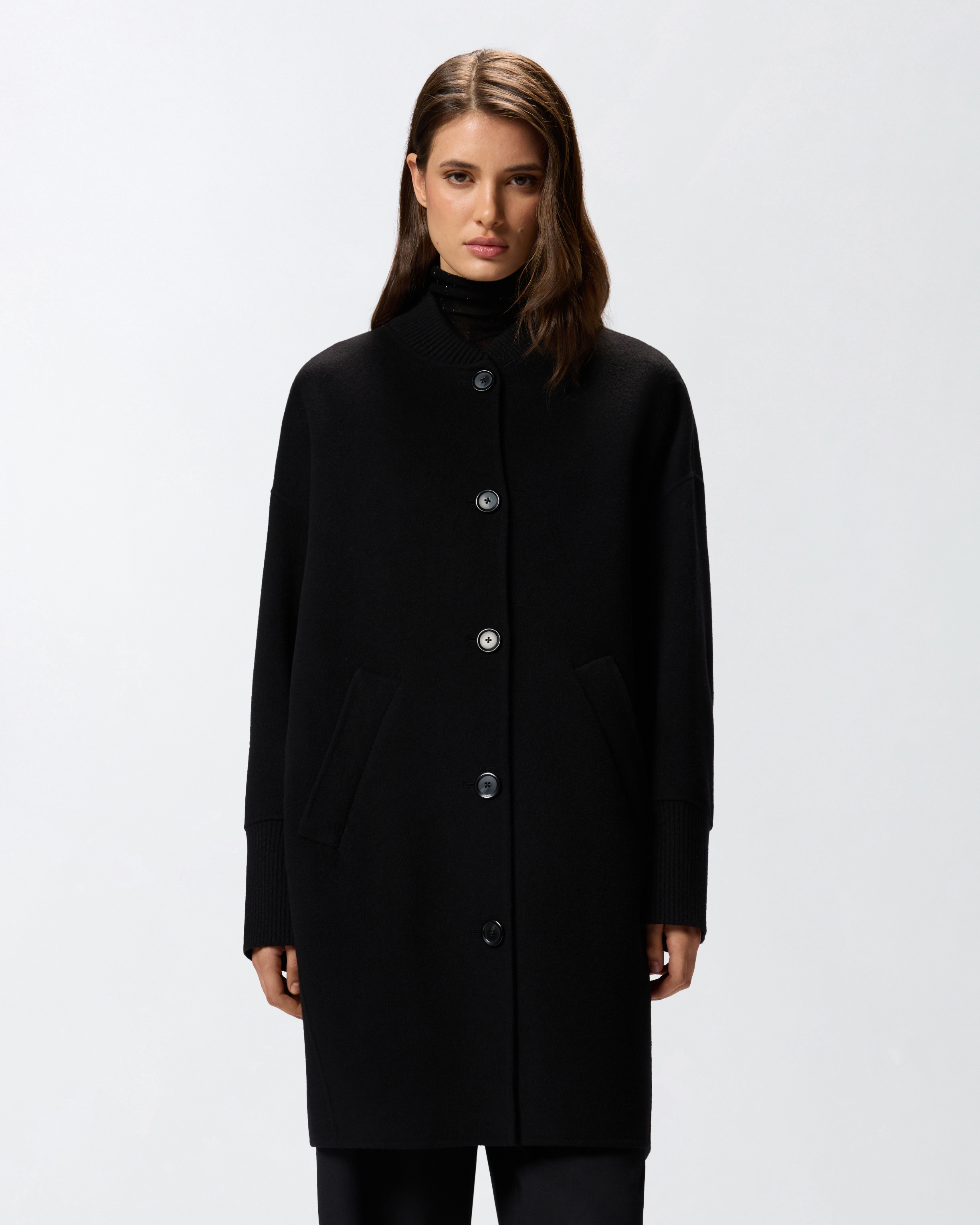 Long double-faced wool coat PINKO Black