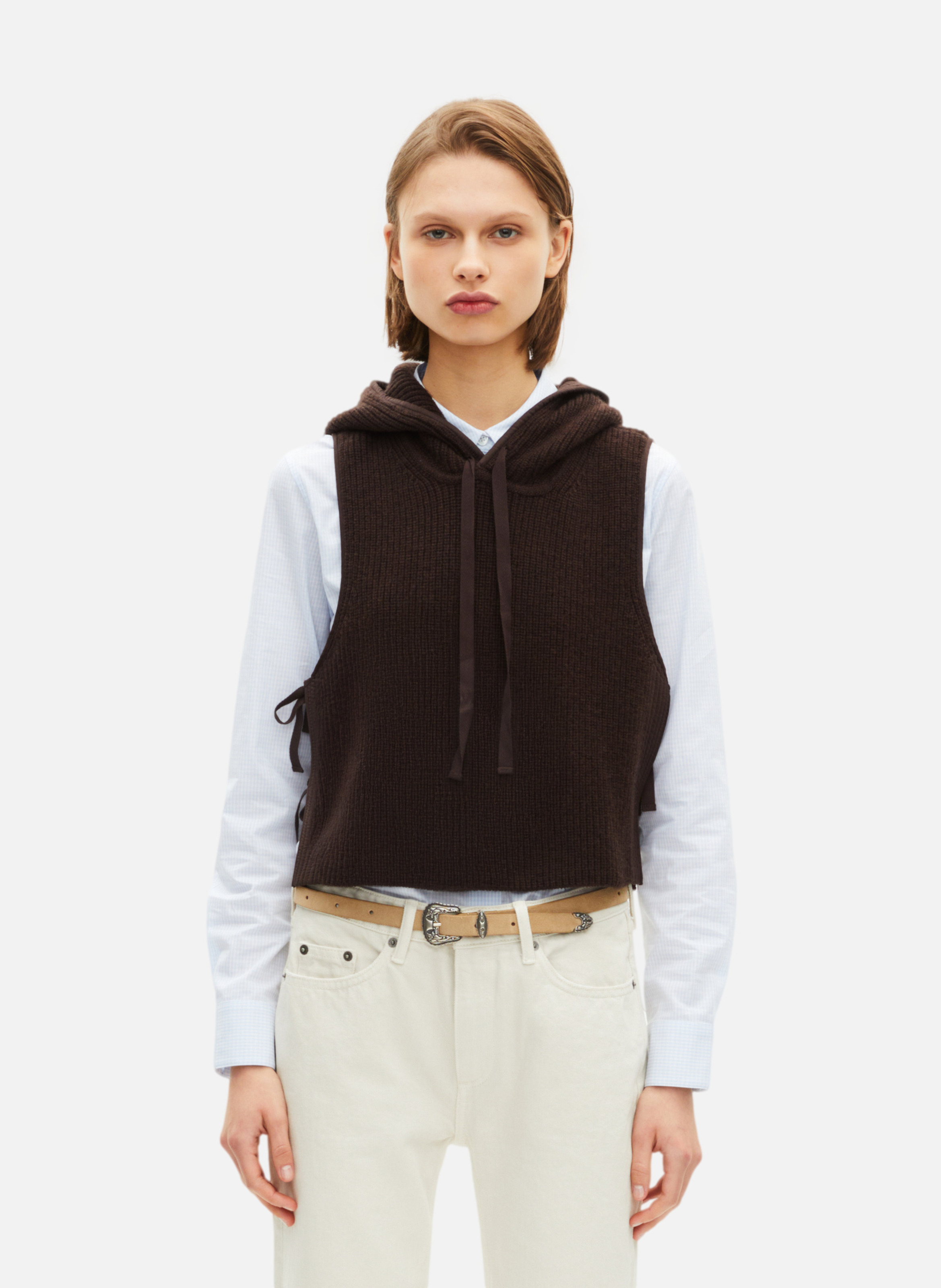 Wool and cotton gilet THE KOOPLES Brown