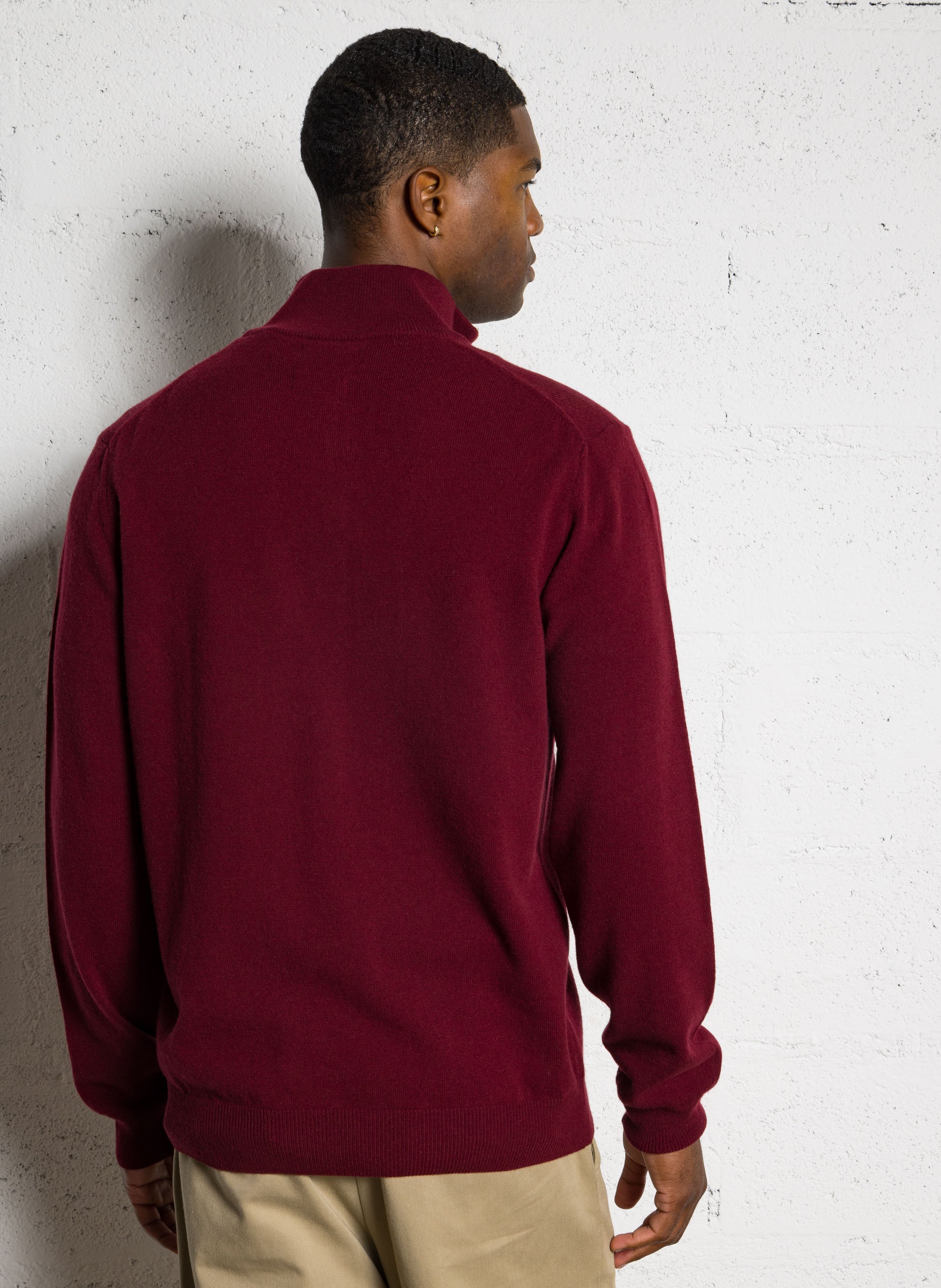 Pull droit col montant zippé en laine GANT Rouge