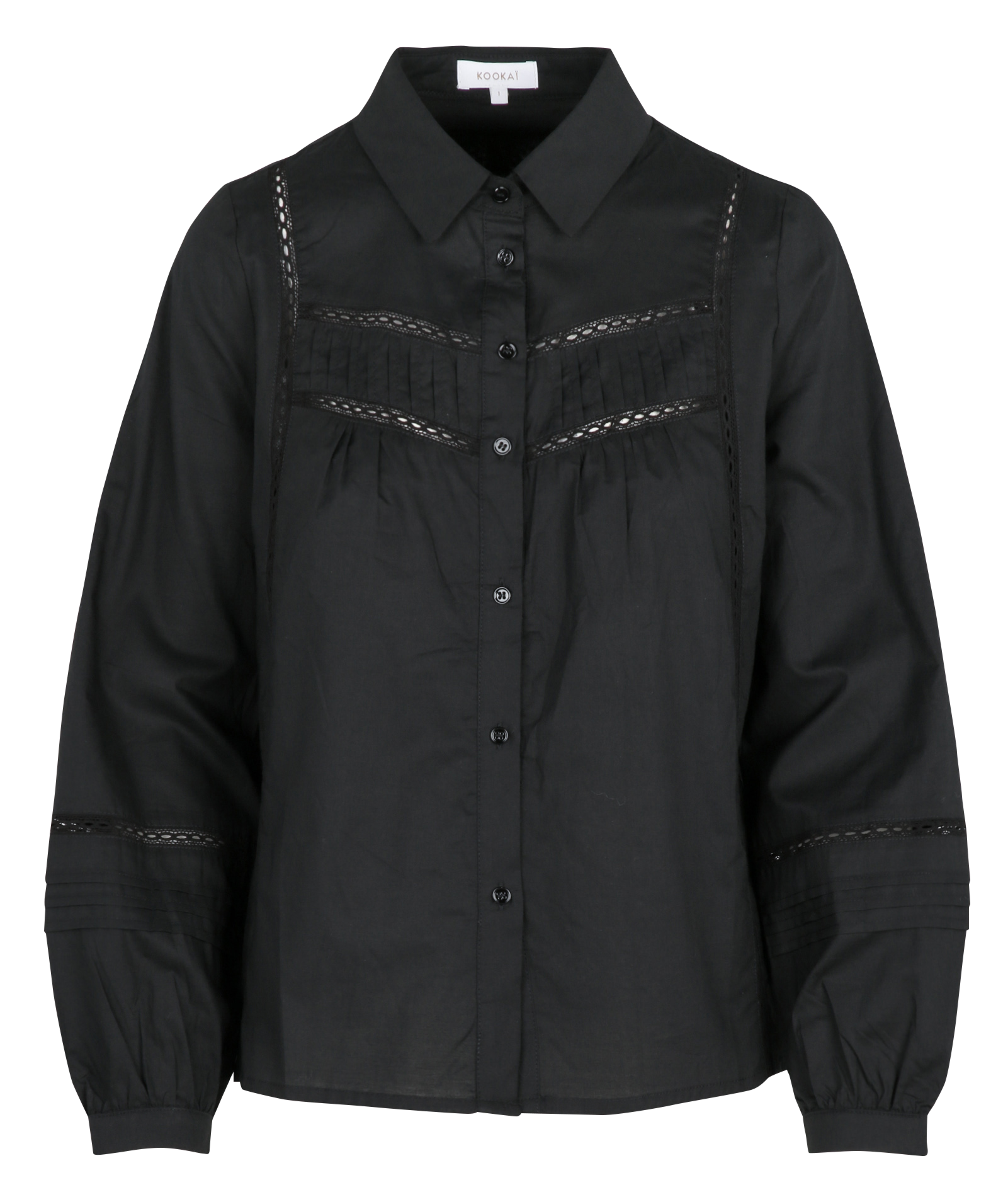 Chemise col classique manches contrastantes en coton KOOKAI Black