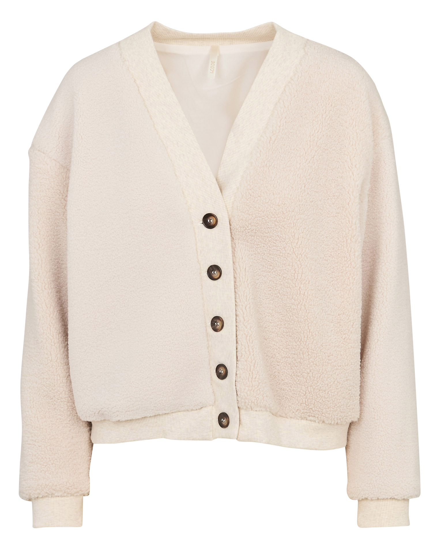 Cardigan droit en sherpa I CODE Blanc
