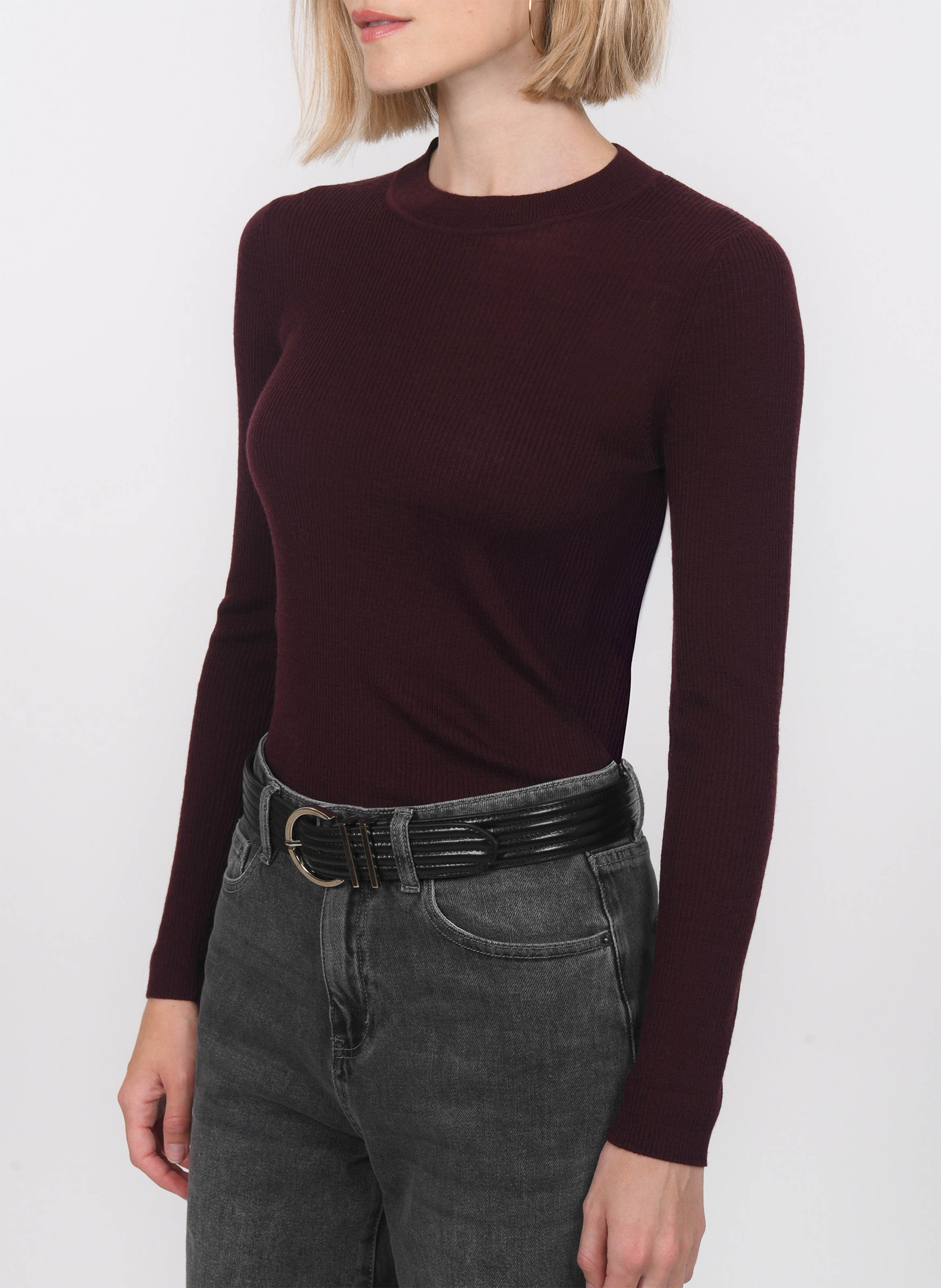 Pull col rond en laine mélangée KOOKAI Rouge