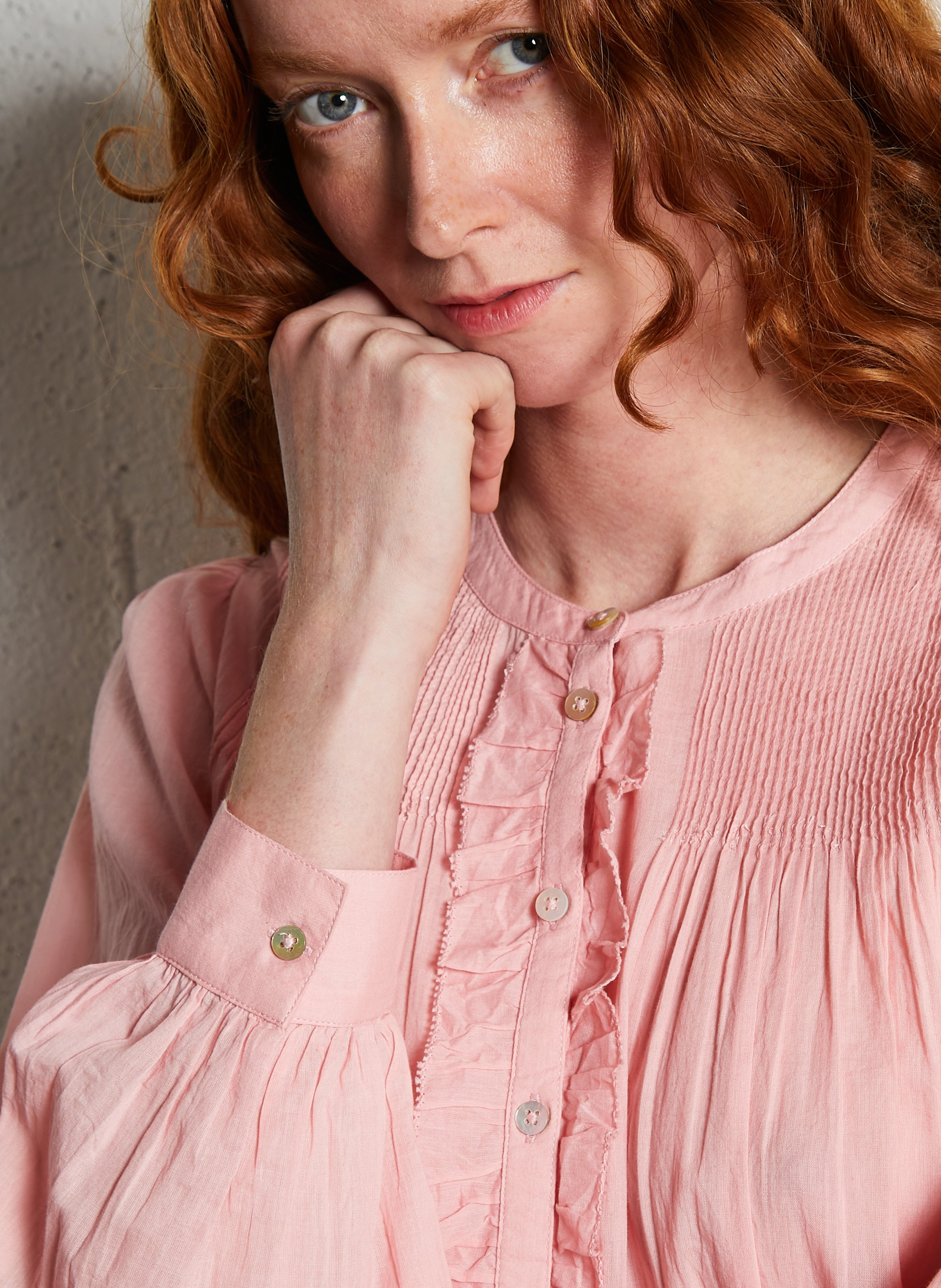 Round-neck organic cotton shirt EMILE ET IDA Pink