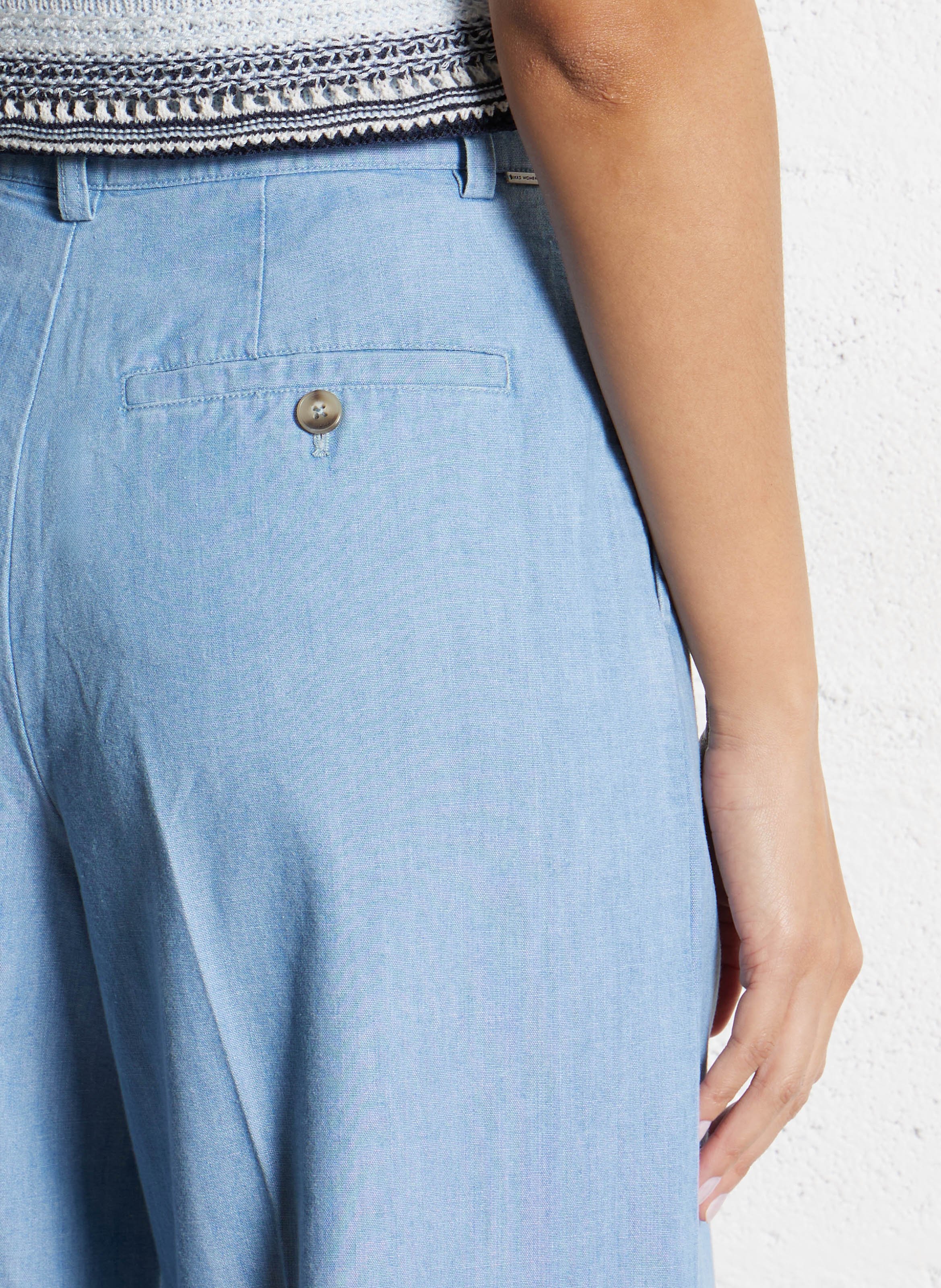 Wijde broek van katoen met hoge taille IKKS Blauw