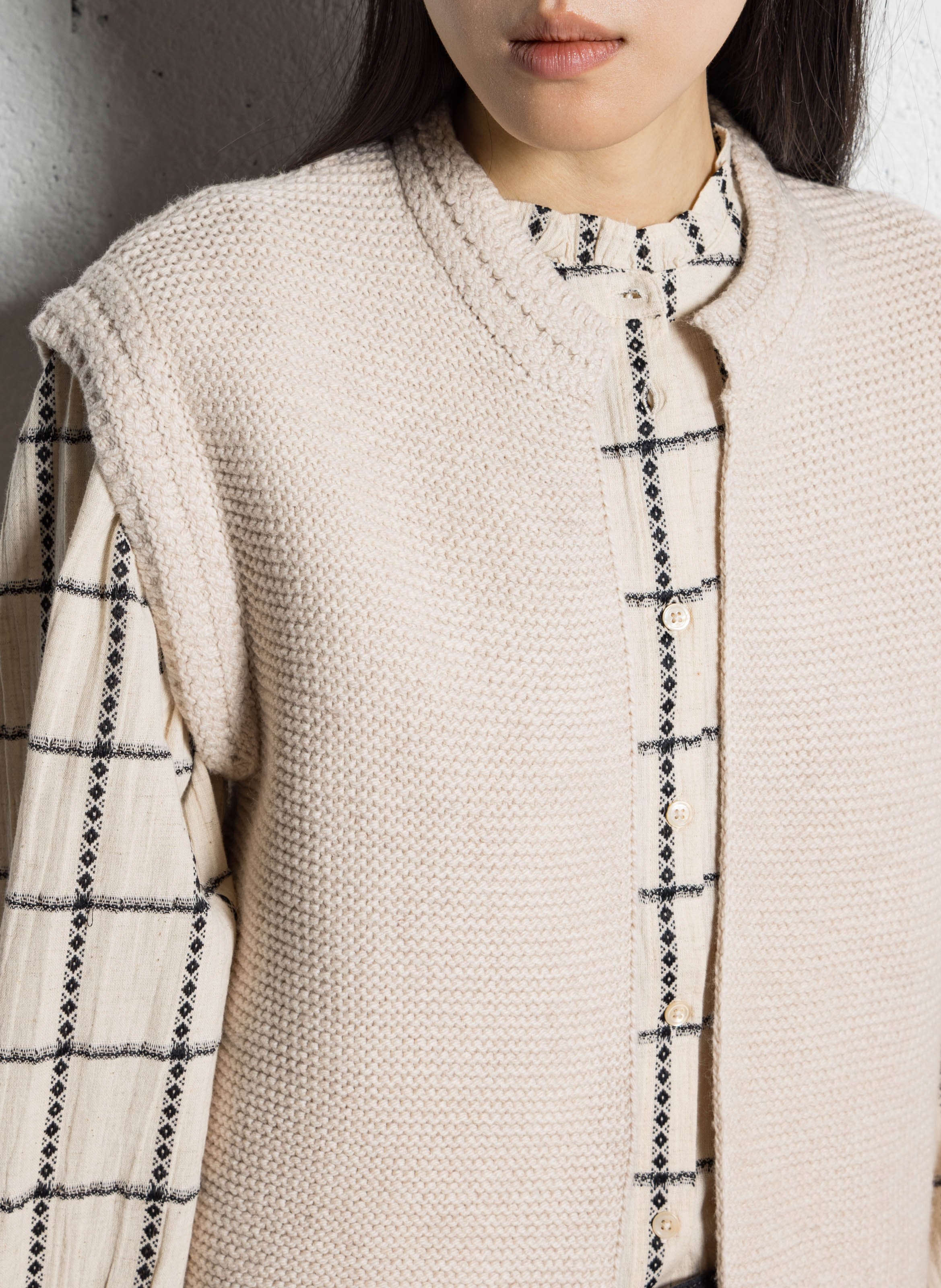 Sleeveless mixed cotton vest MAISON 123 White