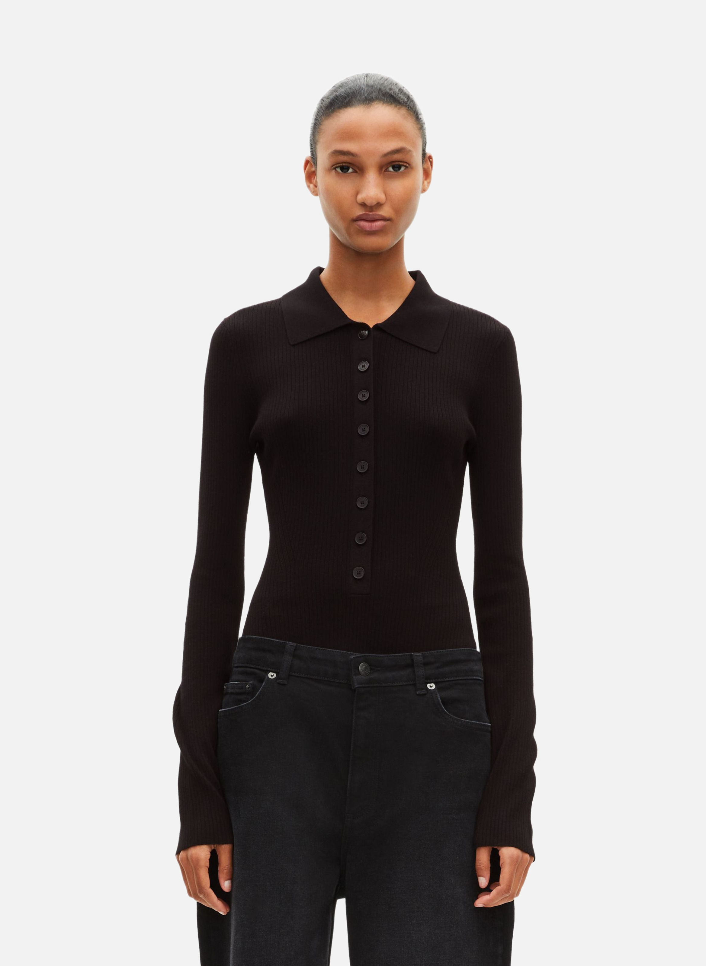 Ribbed knitted body THE KOOPLES Black