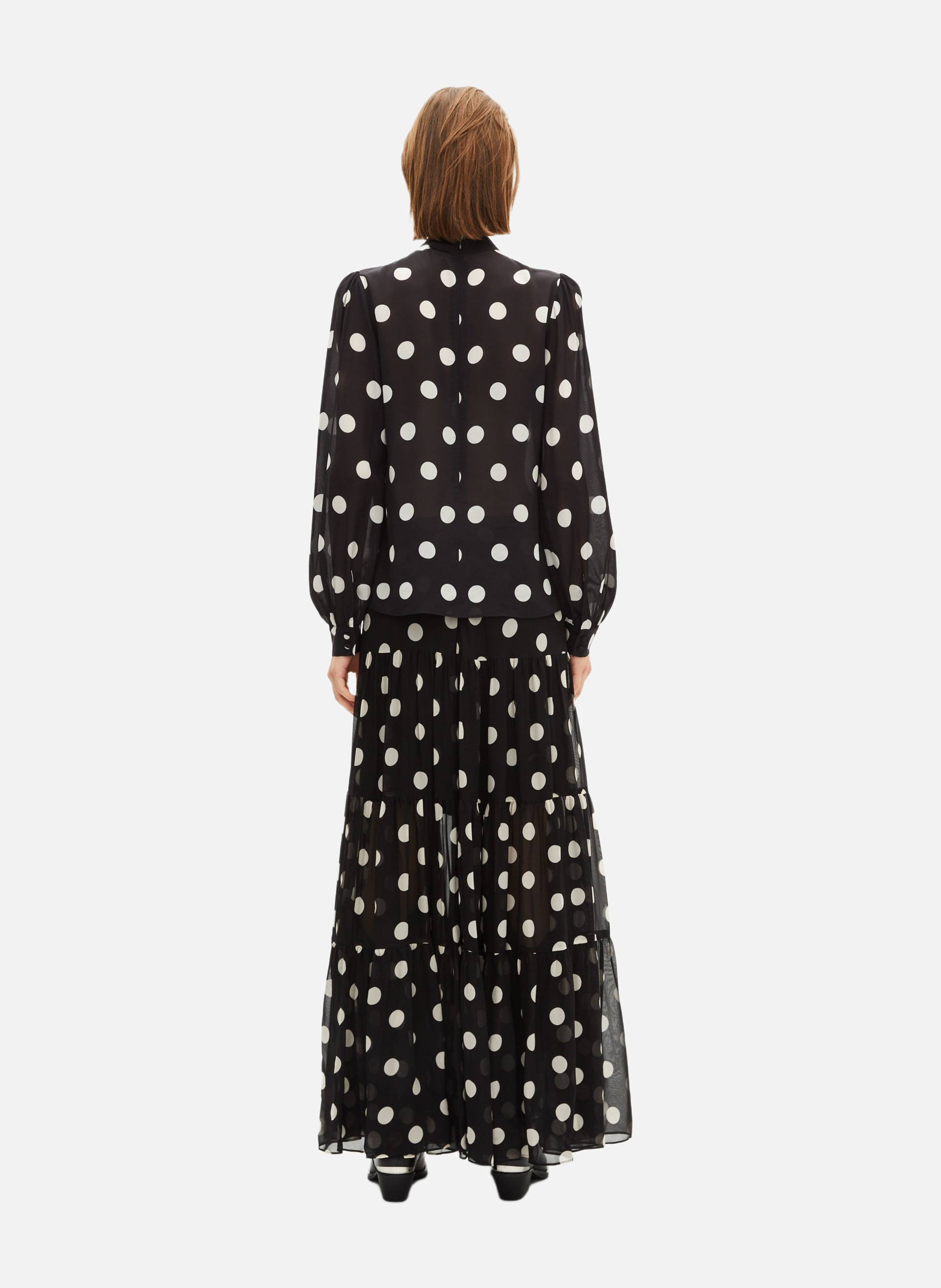 Silk blend polka dot printed top THE KOOPLES Black