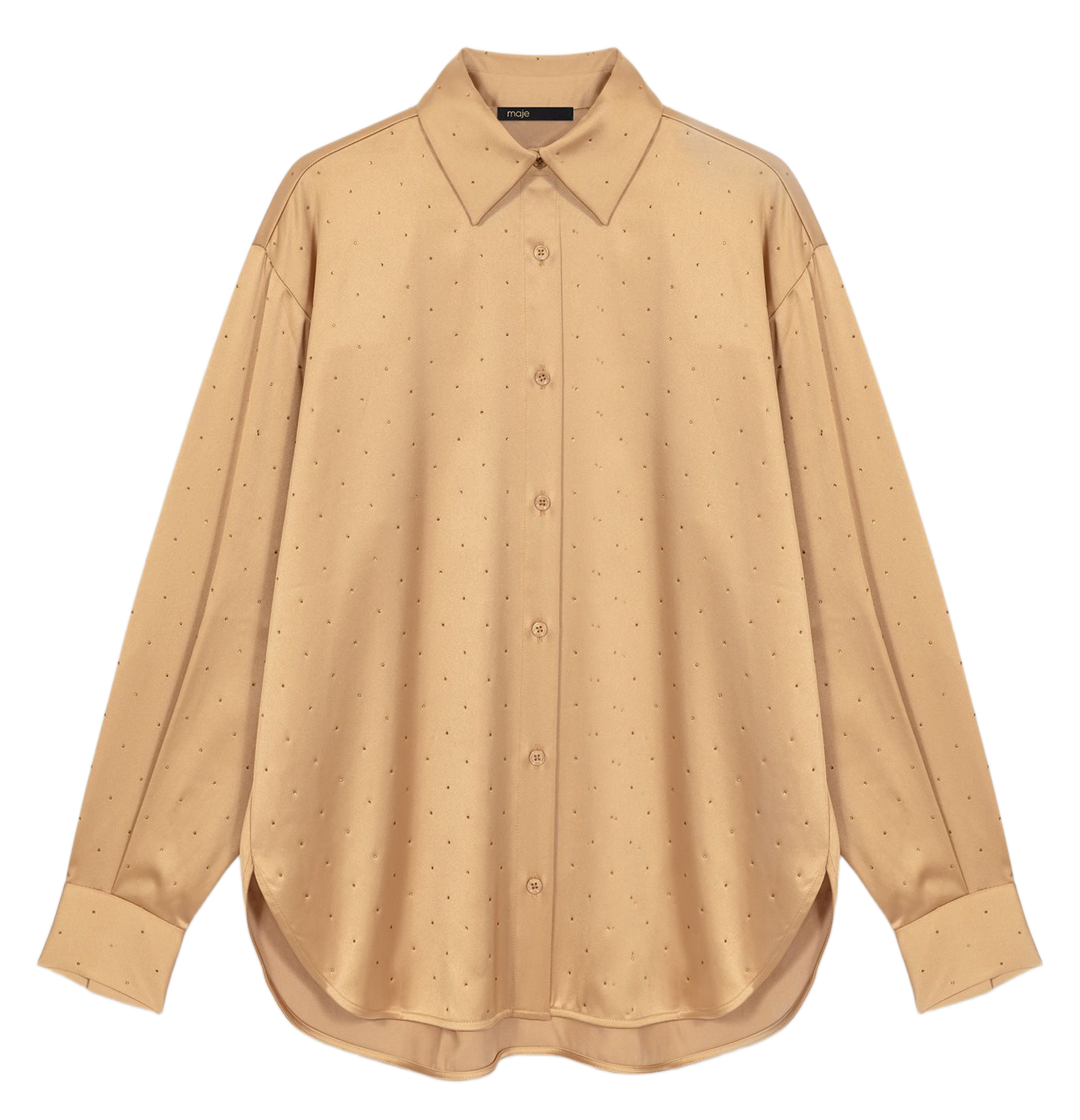 Chemise oversize col classique satinée MAJE Marron