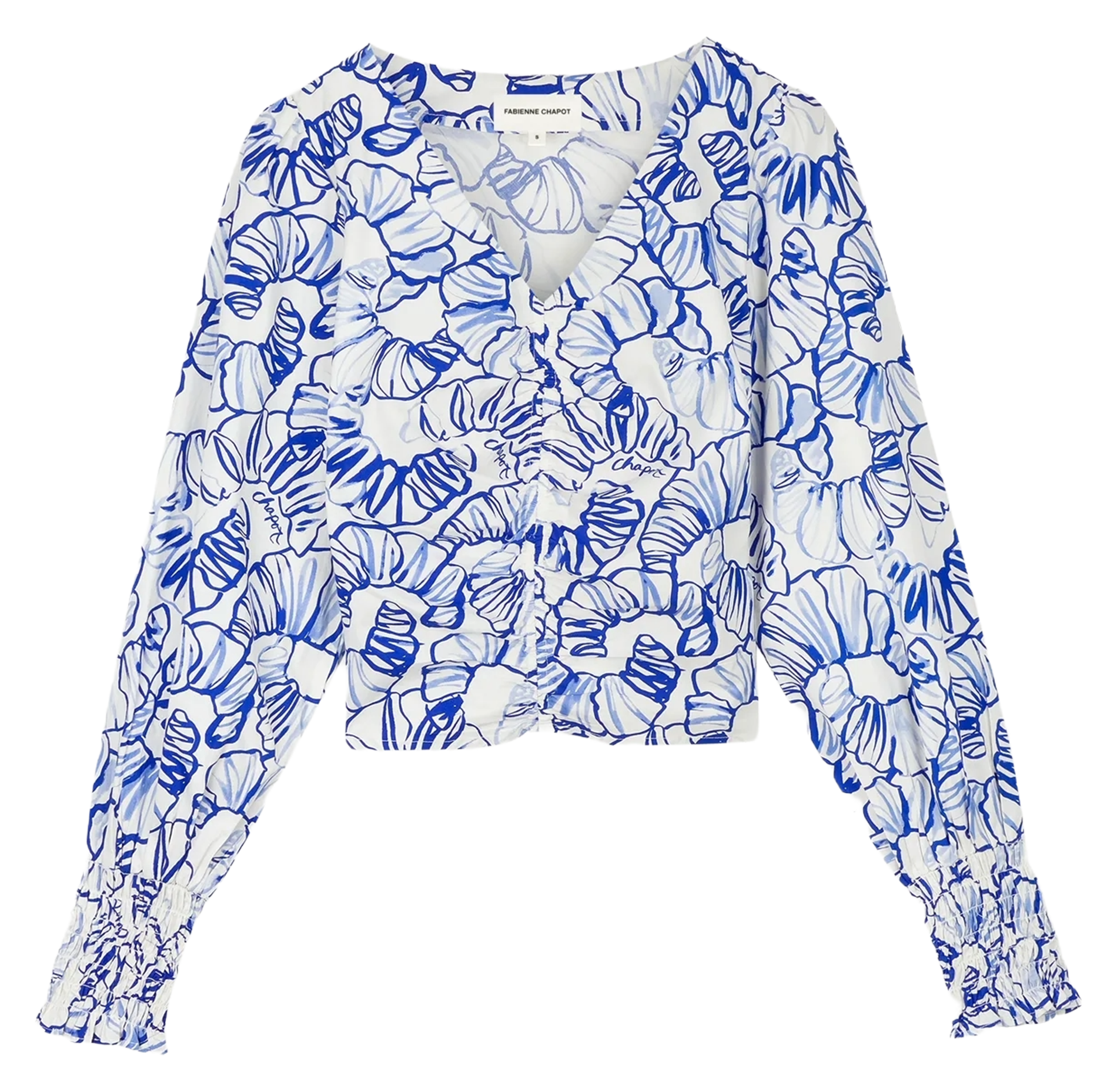 Blusa scollo a V in cotone FABIENNE CHAPOT Blu