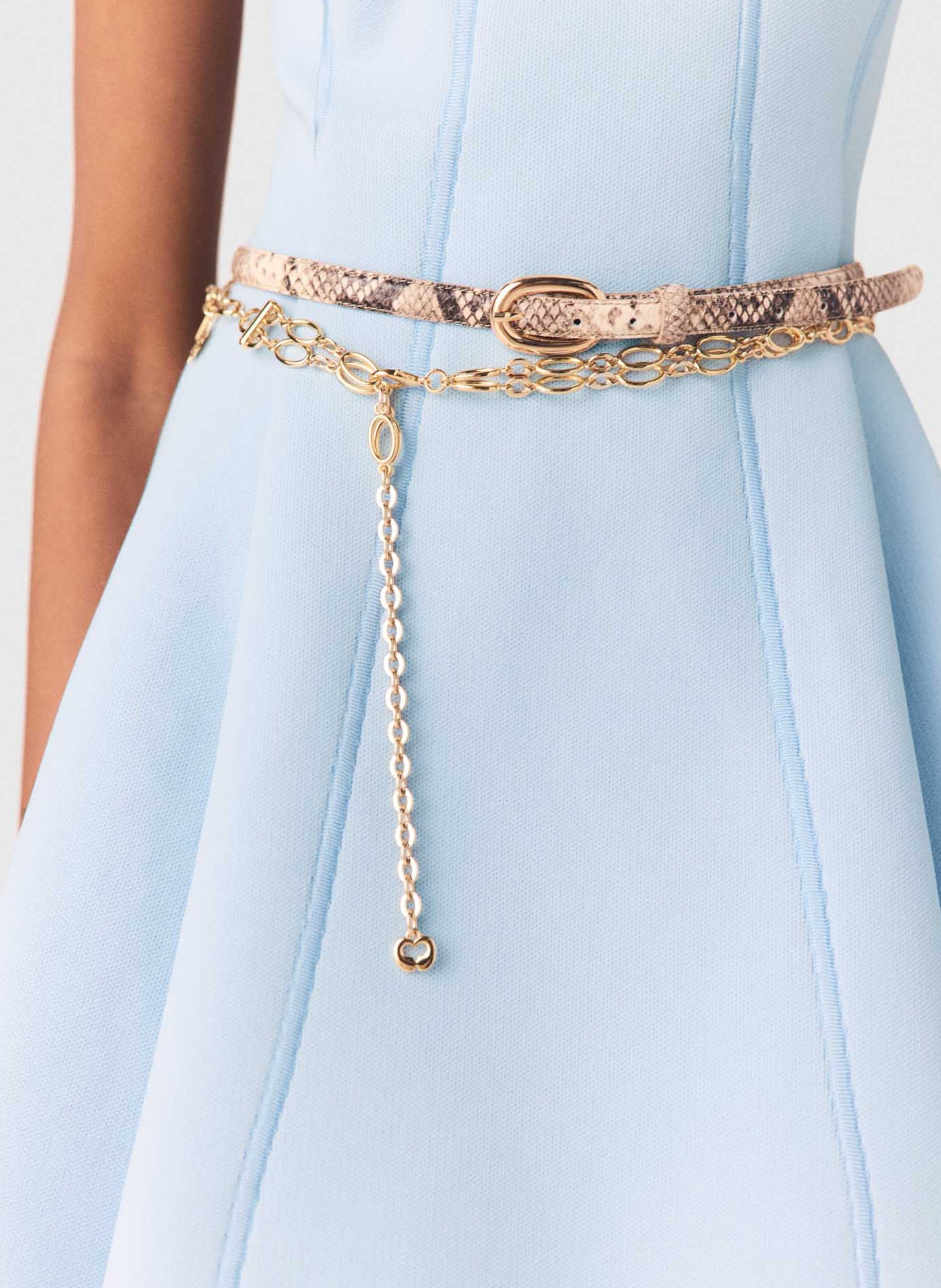 Thin leather python belt MAJE Multicolored