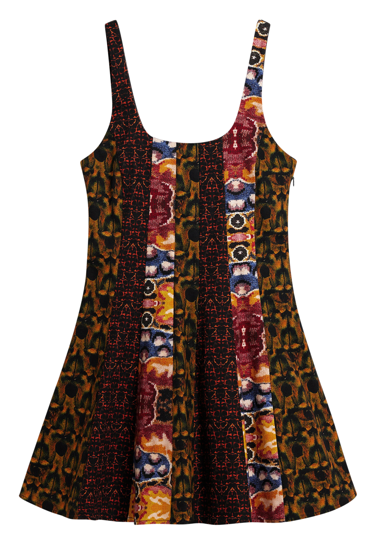 Robe courte col carré en coton mélangé imrpimé DESIGUAL Vert