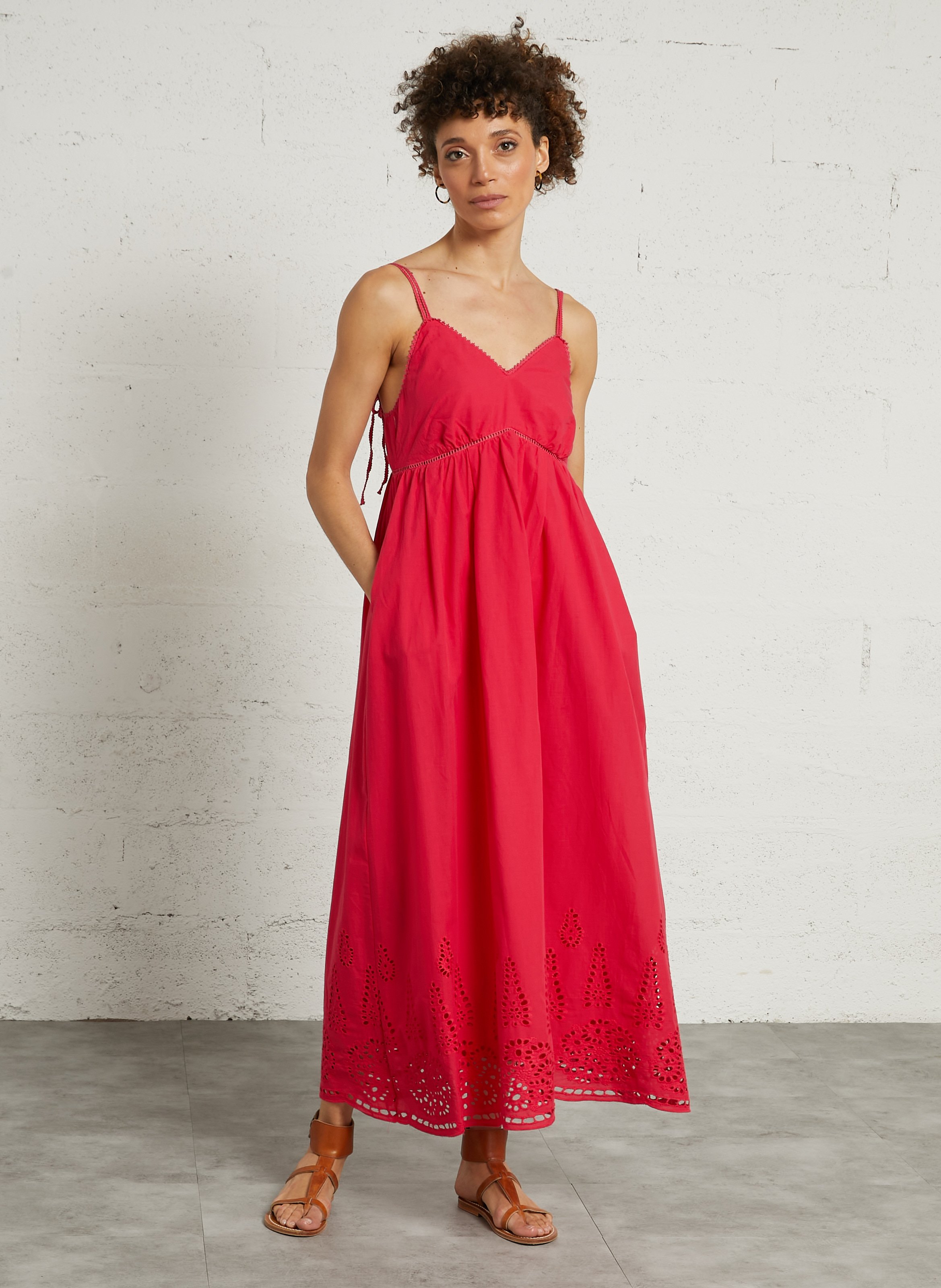 Loose triangle dress with embroideries THE KORNER Purple