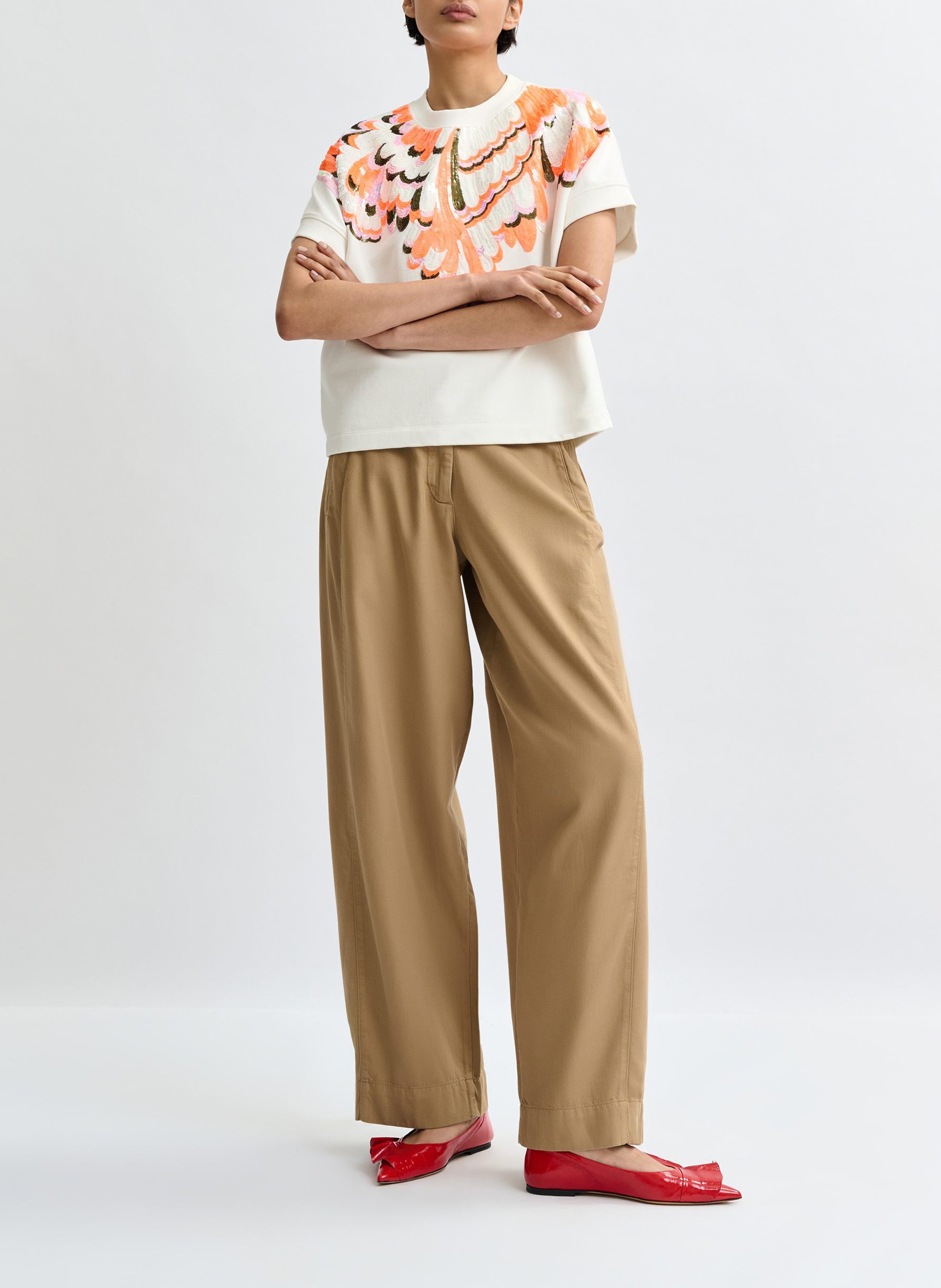 Oversized cotton sweatshirt with round neck ESSENTIEL ANTWERP White