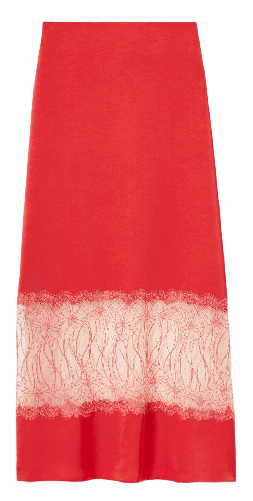 Wijd uitlopende lange rok met kant CLAUDIE PIERLOT Oranje