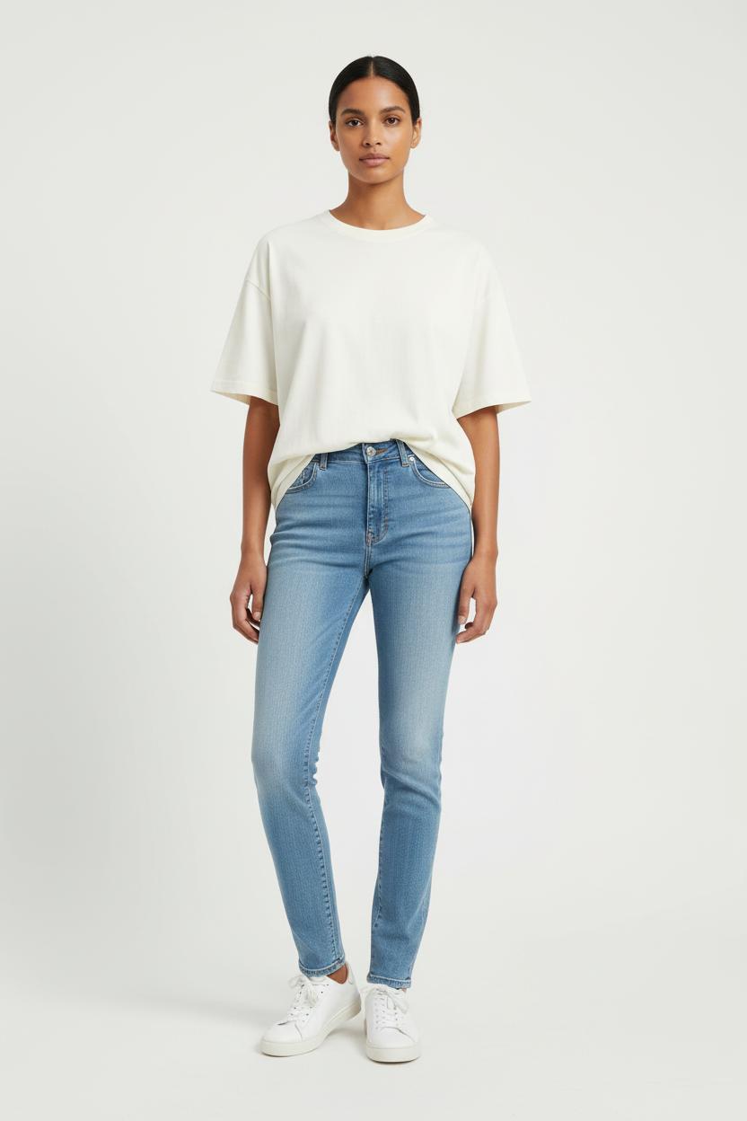 Cropped slim jeans with studs ACNE STUDIOS - Seconde Main Blue
