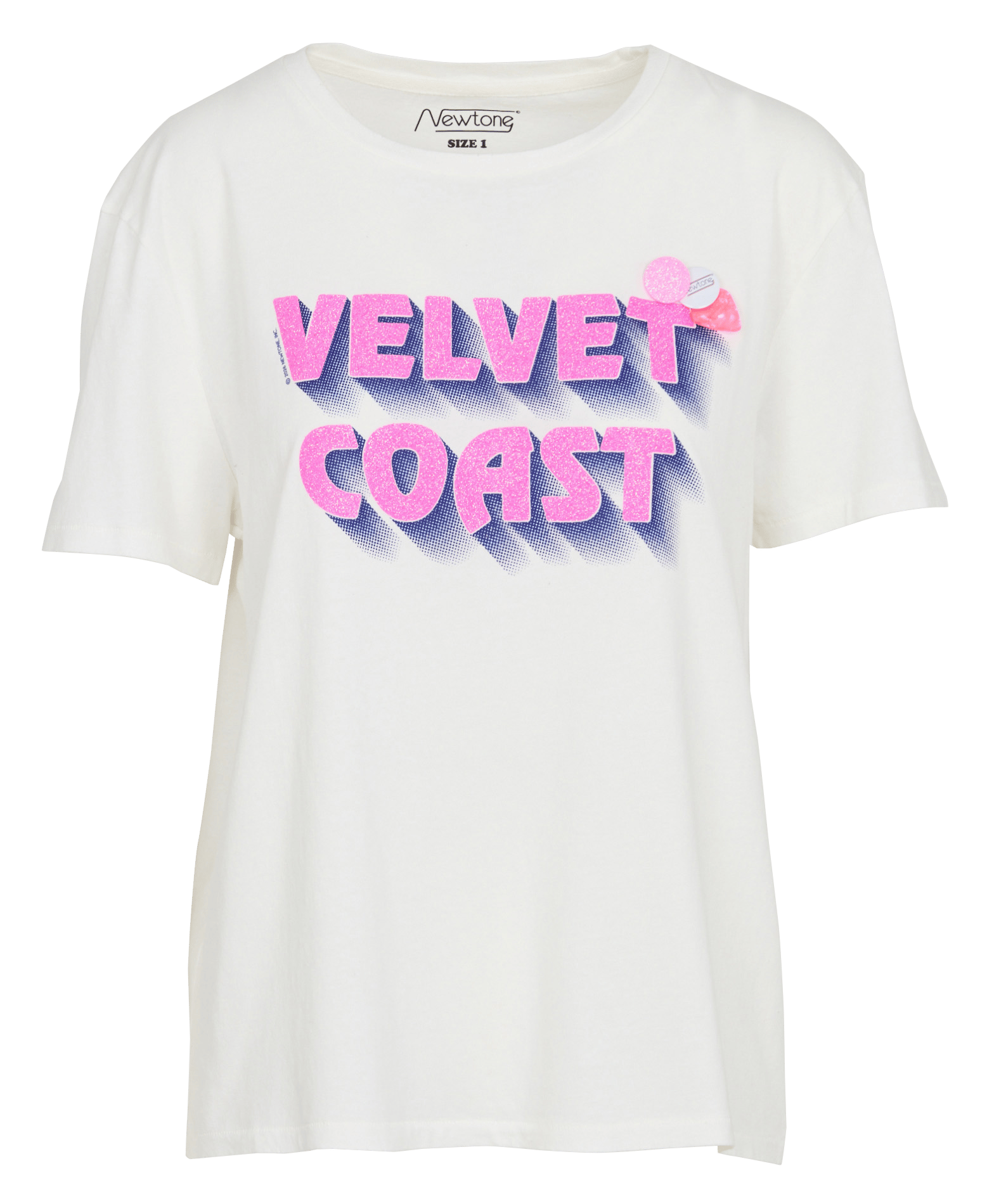 T-shirt ampia scollo tondo serigrafata in cotone NEWTONE Bianco