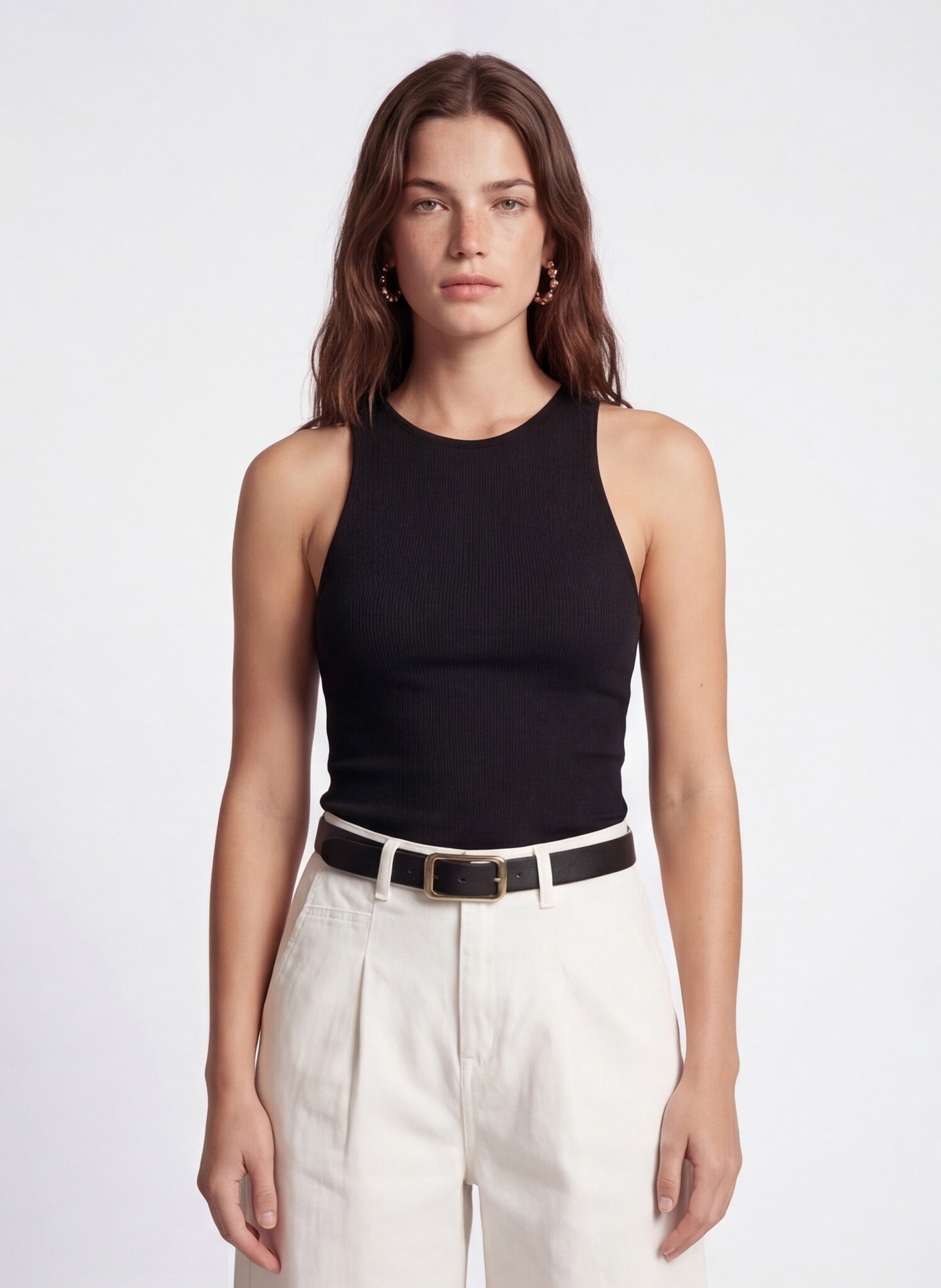 Fitted tank top in blended cotton KOOKAI Black