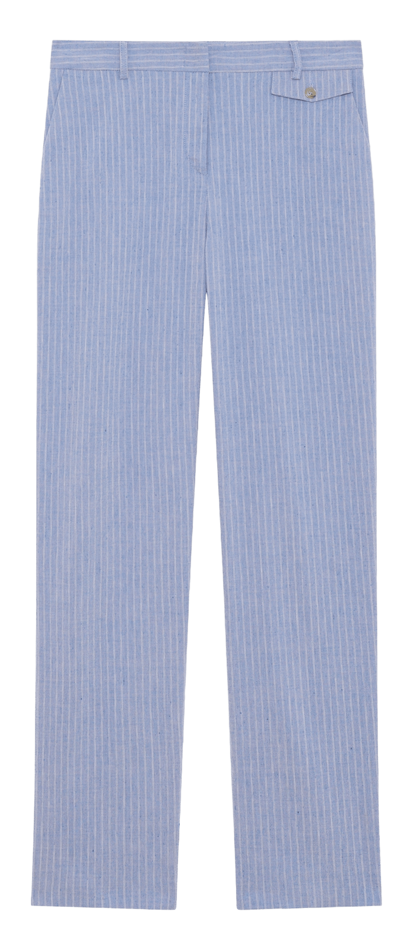 Pantalon droit en lin mélangé PABLO Bleu