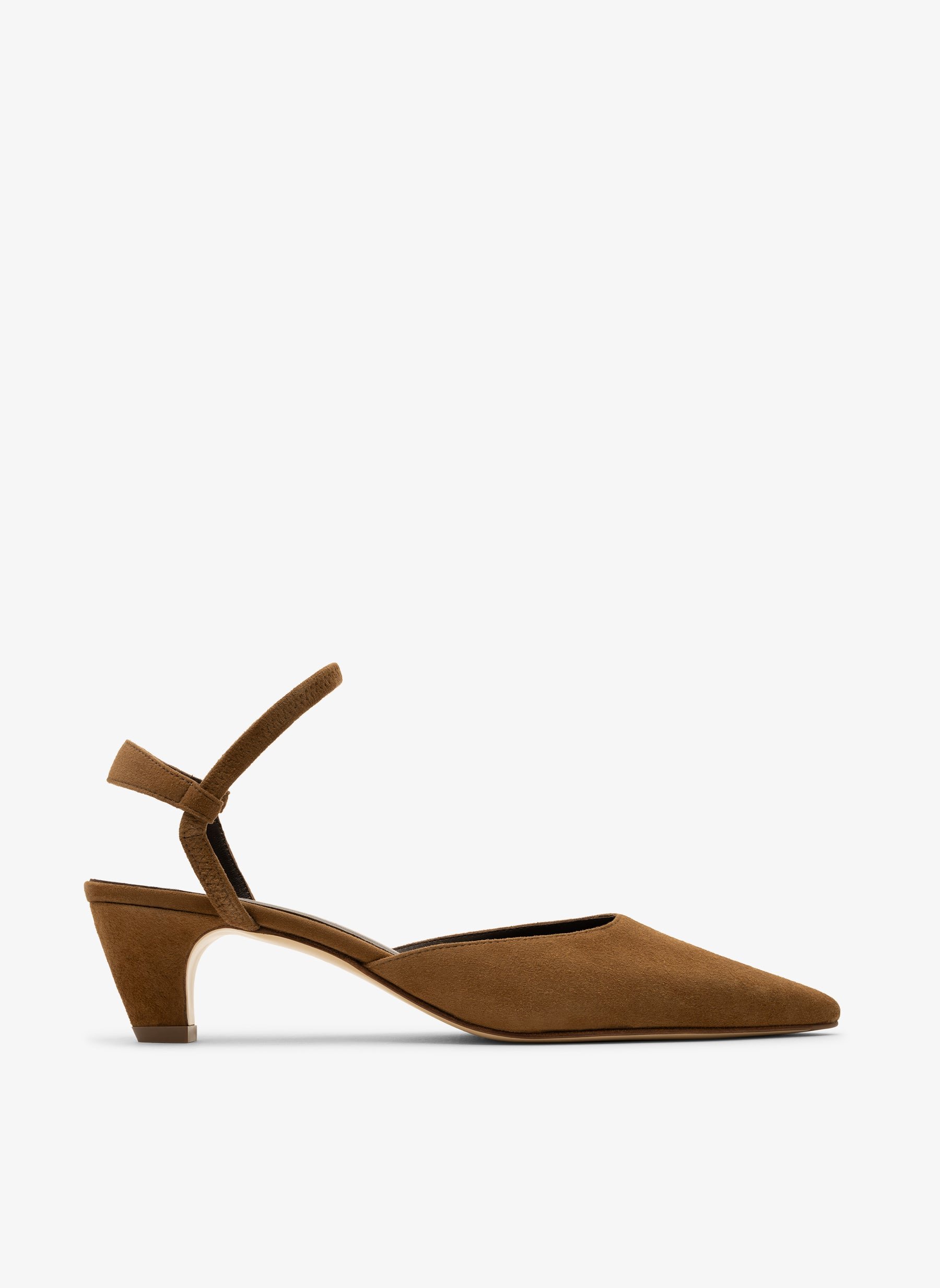 Slingback  en cuir velours datte PARALLELE PARIS Marron