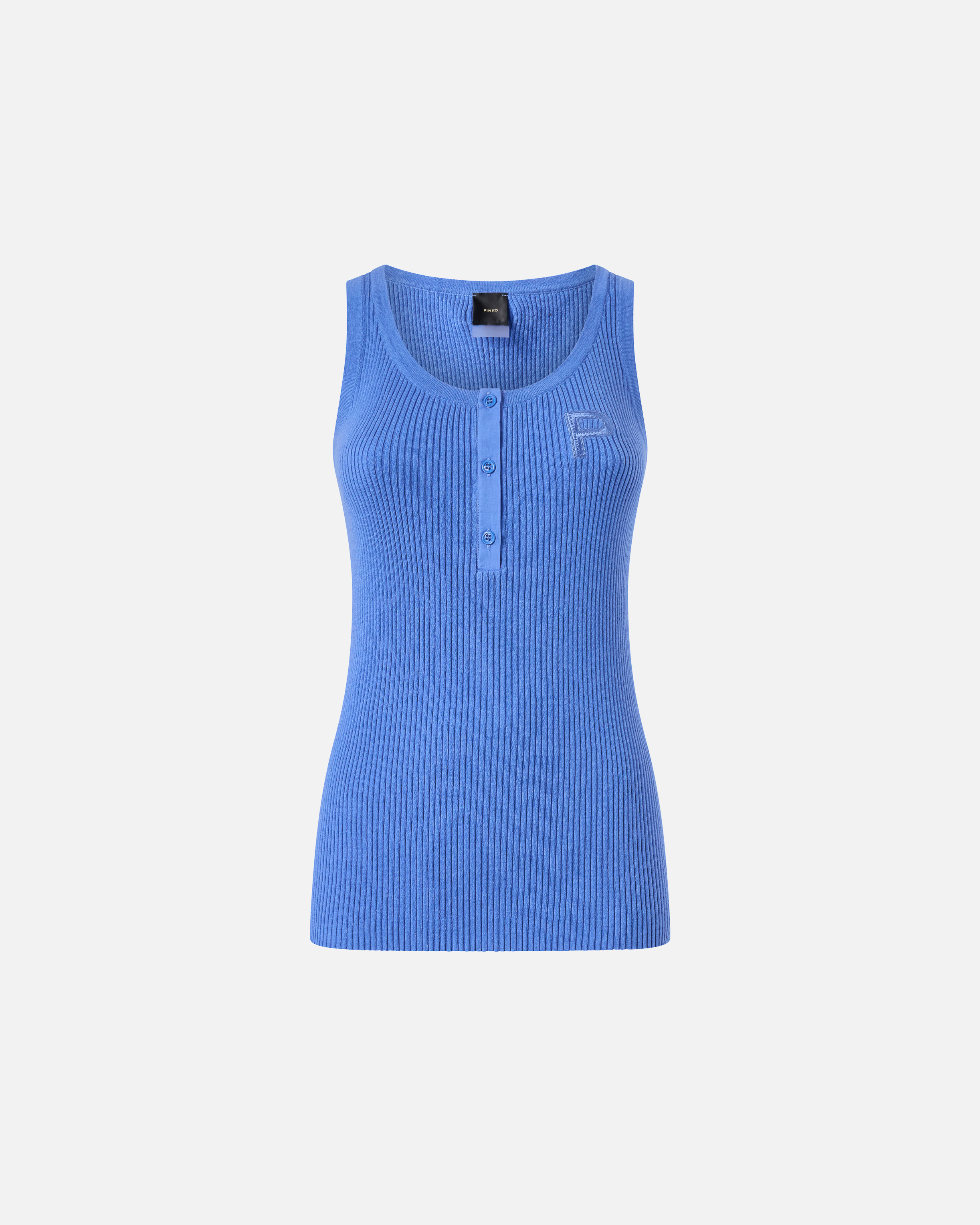 Ribbed sleeveless top with monogram PINKO Blue